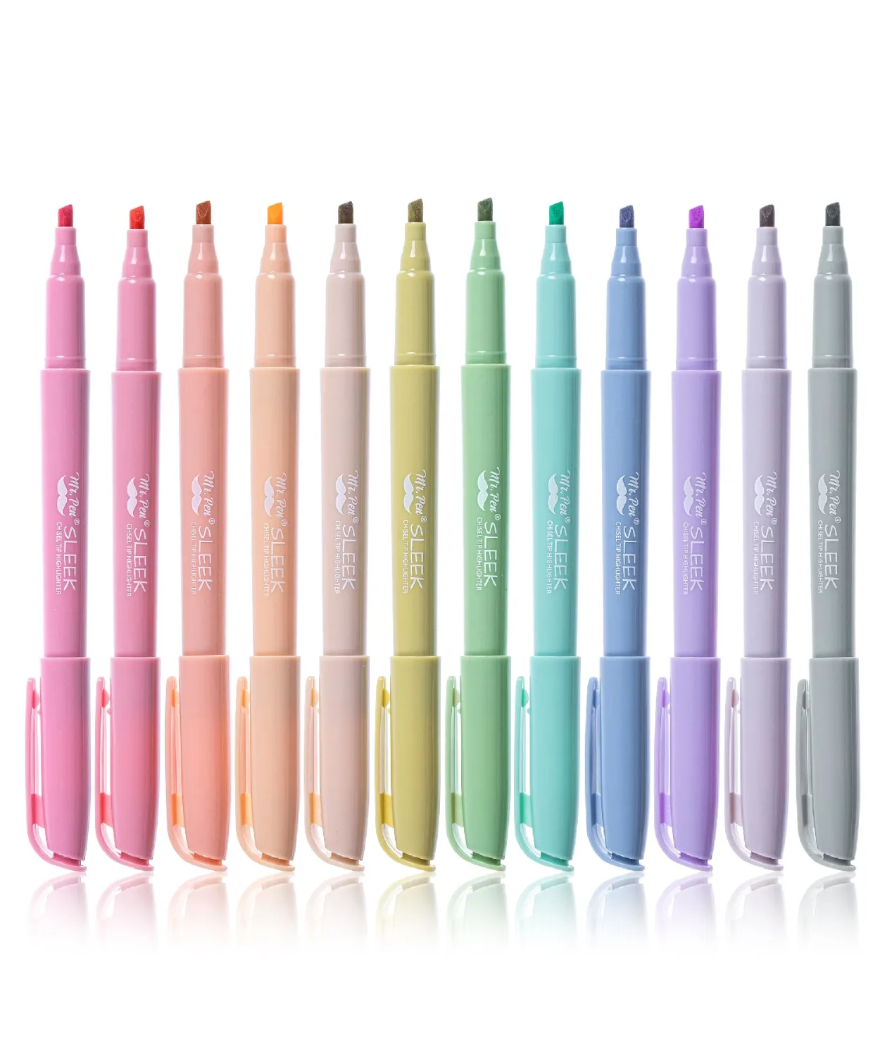 Mr. Pen Highlighters - 12 Pack, Chisel Tip, Pastel Colors, No Bleed, Set