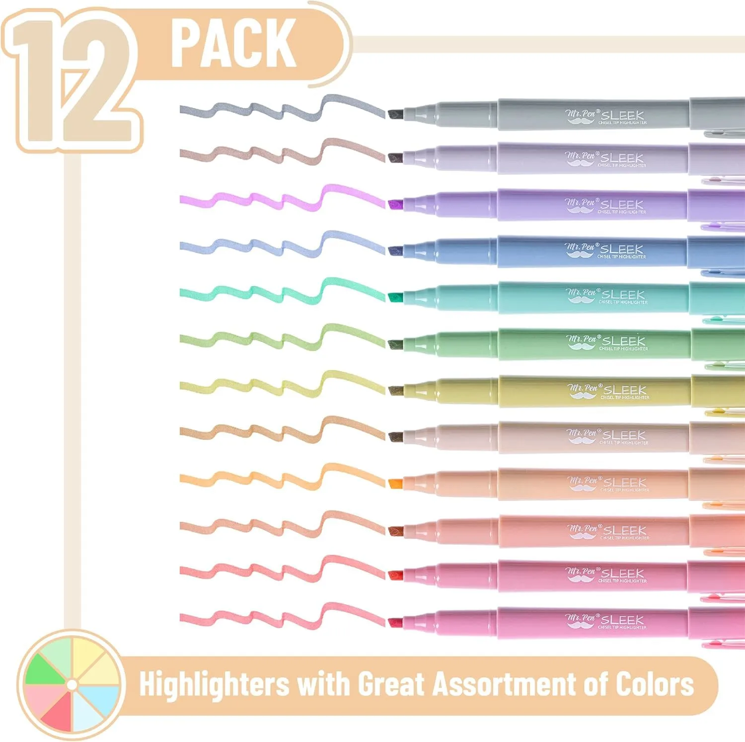 Mr. Pen- Highlighters, 12 Pack, Chisel Tip, Multi Colors, Highlighters Assorted Colors