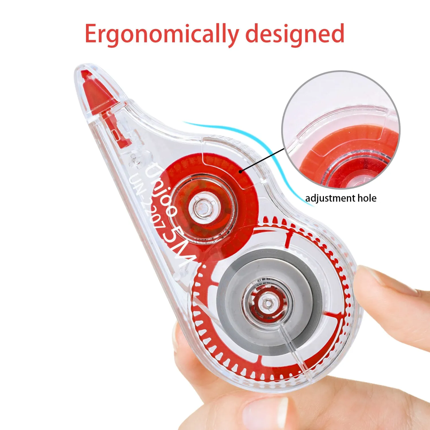 White Correction Tape, Easy To Use Applicator for Instant Corrections Wrong Writing At Any Time, For school, Office (12pack, 5M/196" x 0.2", Red)