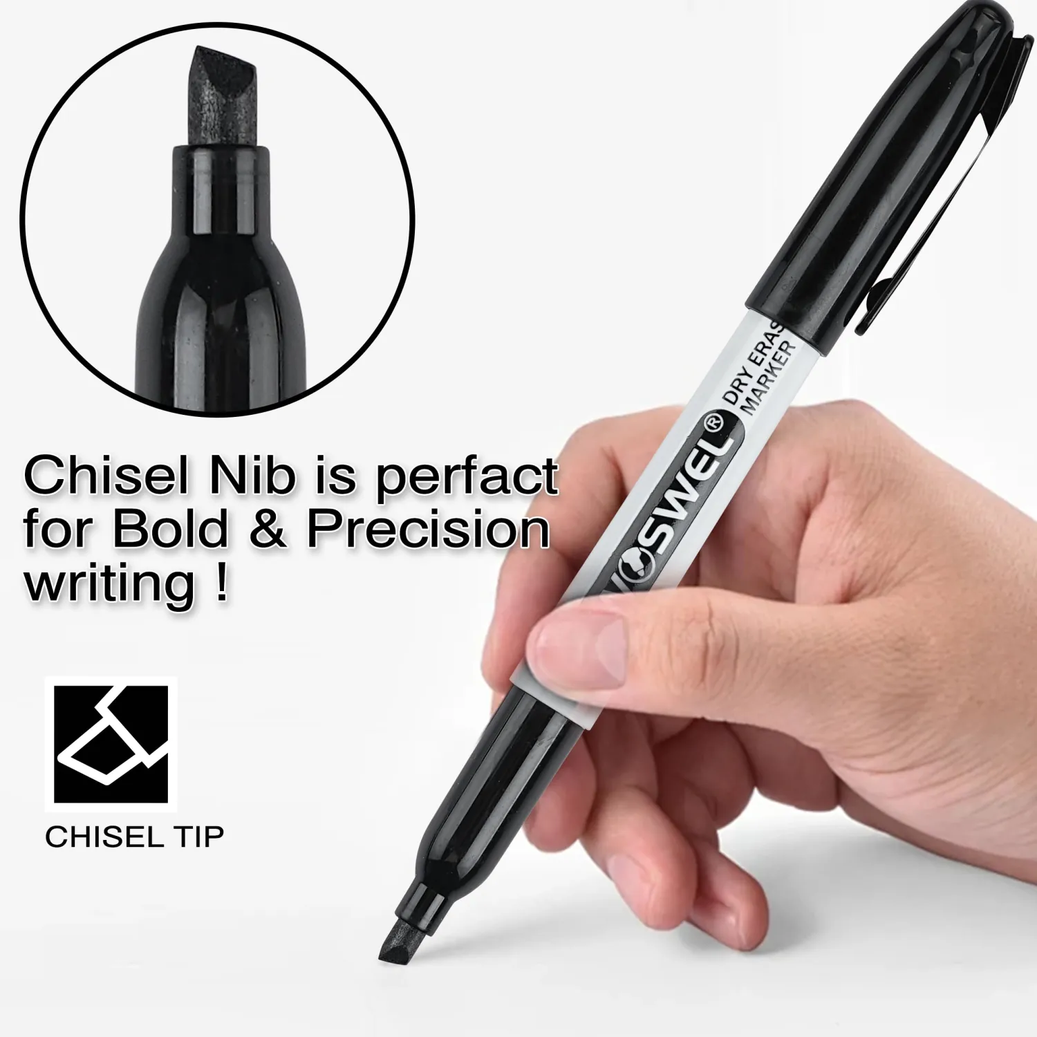 Dry Erase Markers,24 Pack Black Chisel Tip Whiteboard Markers, Chisel Point Low Odor Dry Erase Marker for School Office and Home