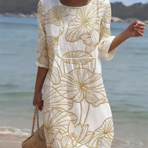 Women's Casual Floral Print Round Neck Dress
