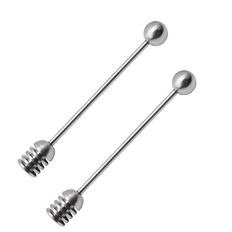 Honey Dipper. Premium 304 Stainless Steel Honey Dipper Set, 6.3 Inch Kitchen Stirrer, 2 Pack Deep-Groove Honeycomb Sticks for Syrup, Molasses, and Sauces, Dishwasher Safe. 2 PCS in One Box.