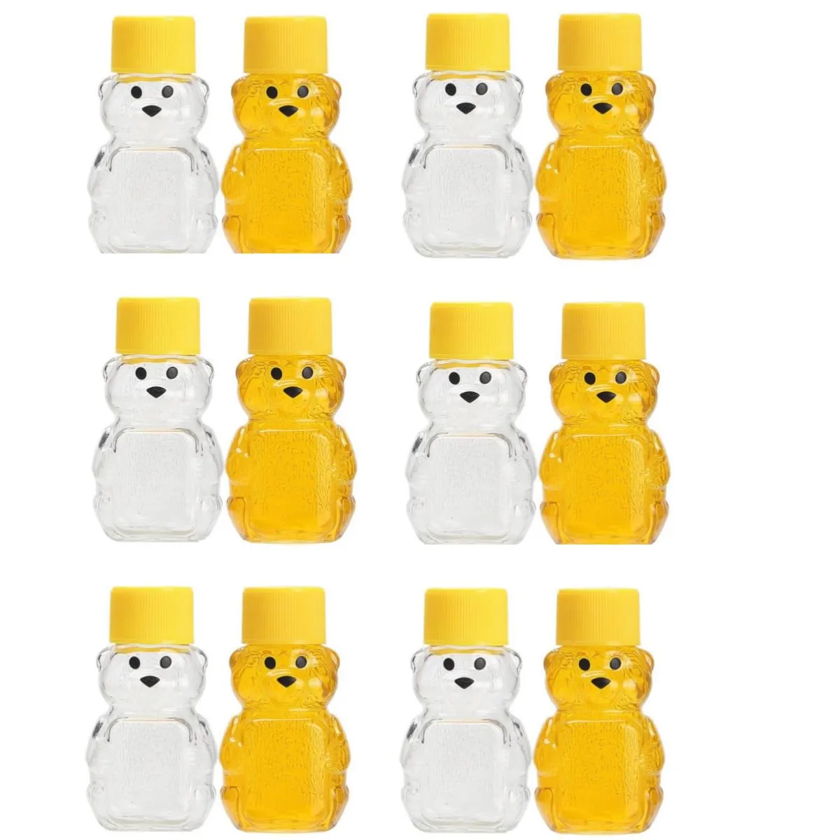 12 Pack Honey Bear Bottle 2oz Bear Shape Clear Empty Honey Bottles Honey Jar with Screw Lid,Plastic Mini Honey Jars Party Favors for Storing and Dispensing (12)