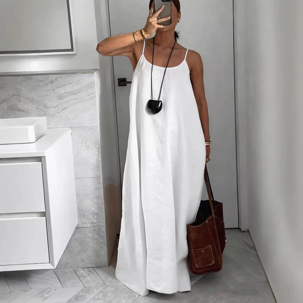 Women's Solid Color Loose Fit Fashion Casual Slip Dress