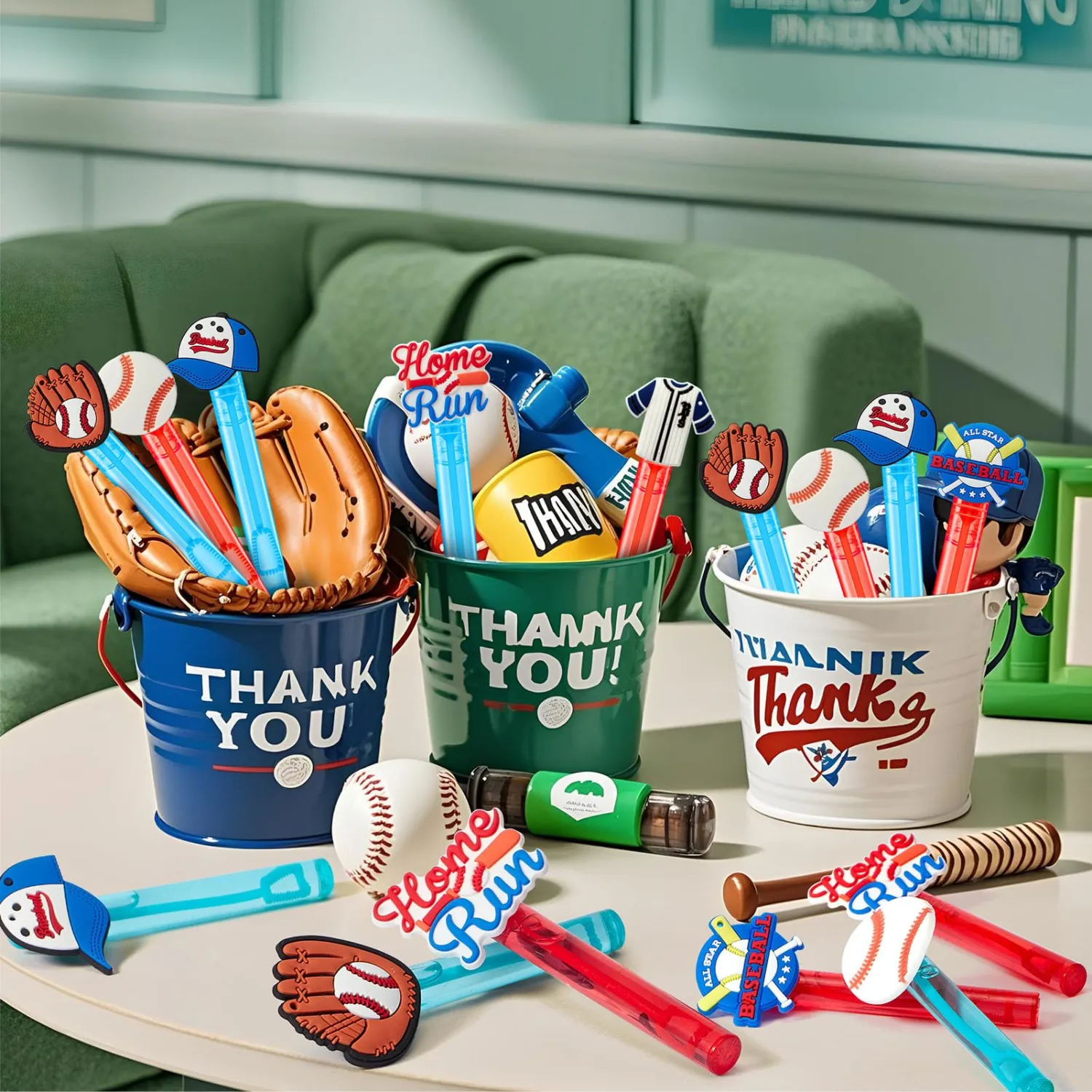 Winrayk Baseball Party Favors, 24Pcs Baseball Themed Mini Bubble Wands for Kids Bubbles Bulk with Detachable Topper (6 Styles), Birthday Gift Classroom Prizes Girl Boys Sports Goody Bag Stuffer Supply