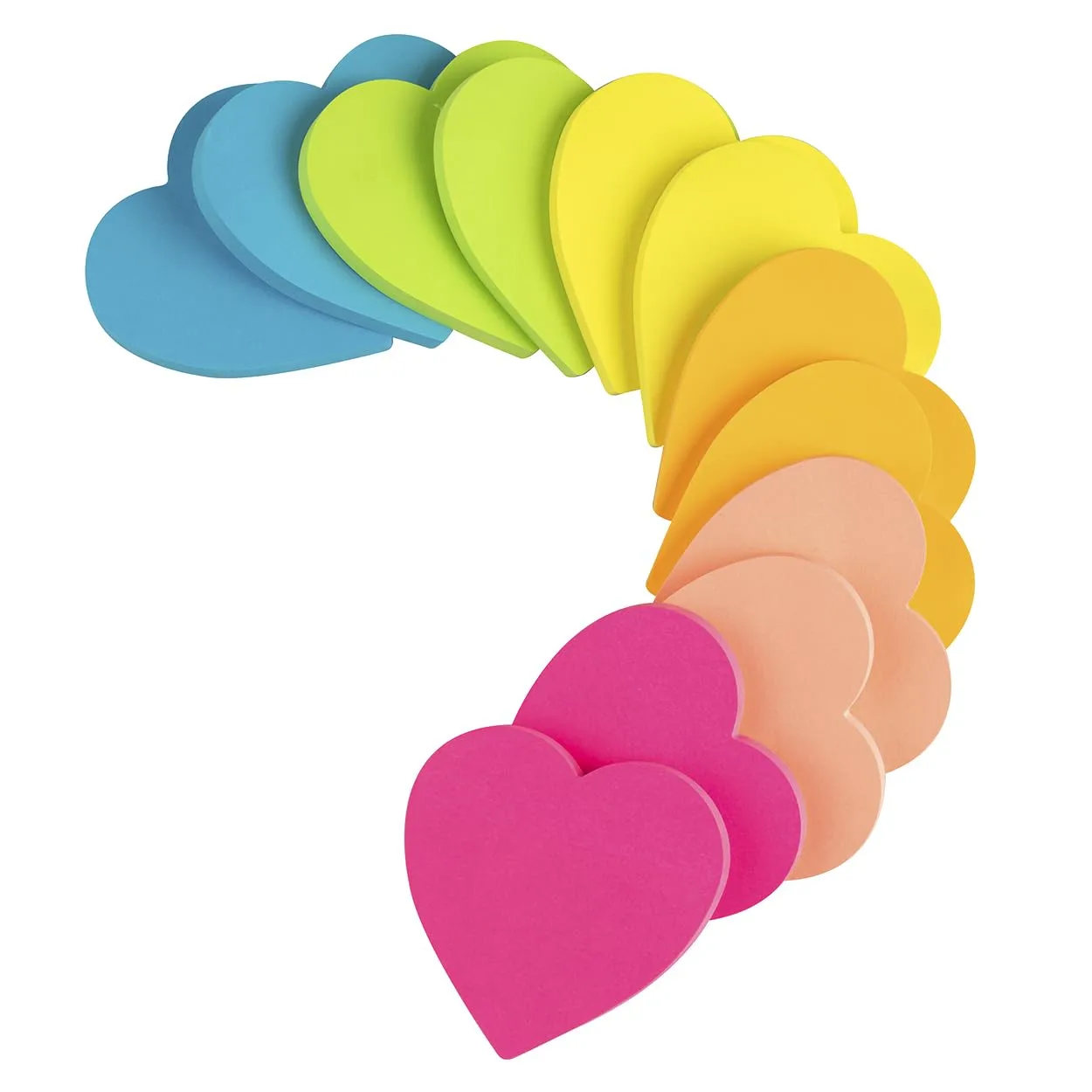 (12 Pads) Heart Sticky Notes 3x3 Inches, Valentines Gifts，Cute Bright Colors Self-Stick Pads, Easy to Post for Home, Notebook, 72 Sheets/pad