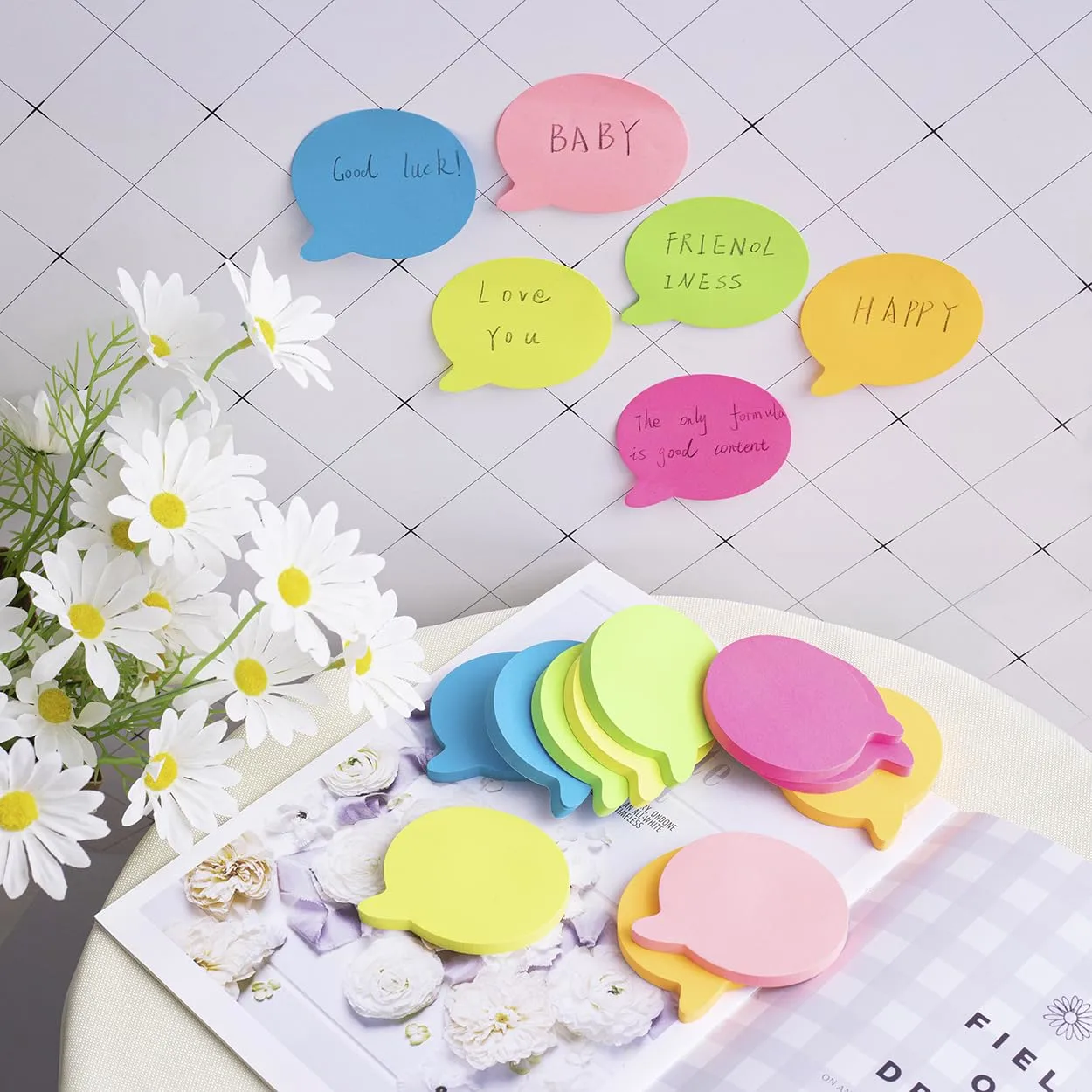 (12 Pads) Bubble Sticky Notes 3x3 Inches,Cute Bright Colors Self-Stick Pads, Easy to Post for Home, Notebook, 72 Sheets/pad