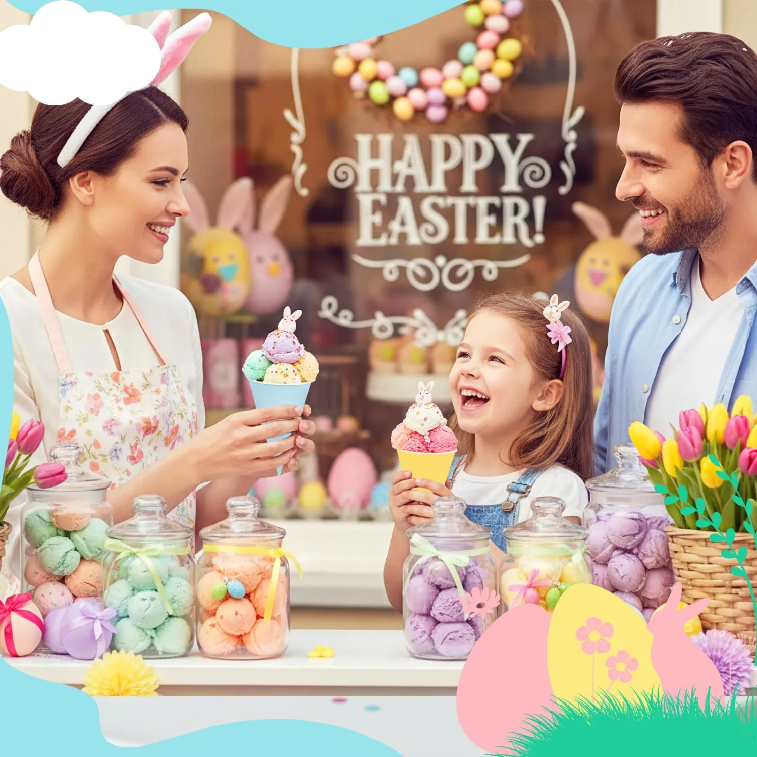 Honeydak 48 Pcs Easter Snow Cone Cups 6 oz Pastel Disposable Macaron Shave Ice Cream Paper Cups for Slush Shaved Ice Cream Sorbet Water Syrup Spring Party Supplies
