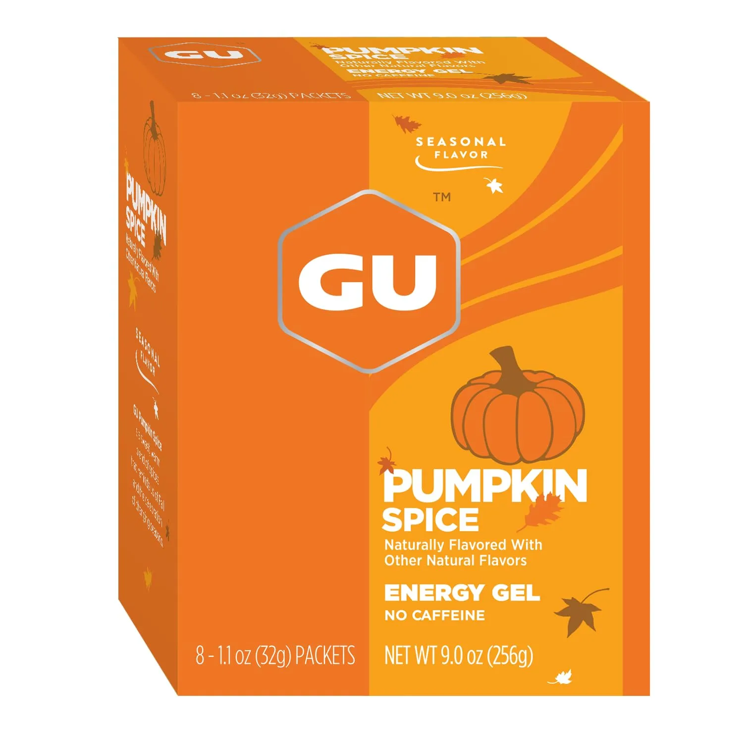 GU Energy Original Sports Nutrition Energy Gel, Vegan and Dairy-Free On-the-Go Energy for Any Workout, Pumpkin Spice, 8-Count
