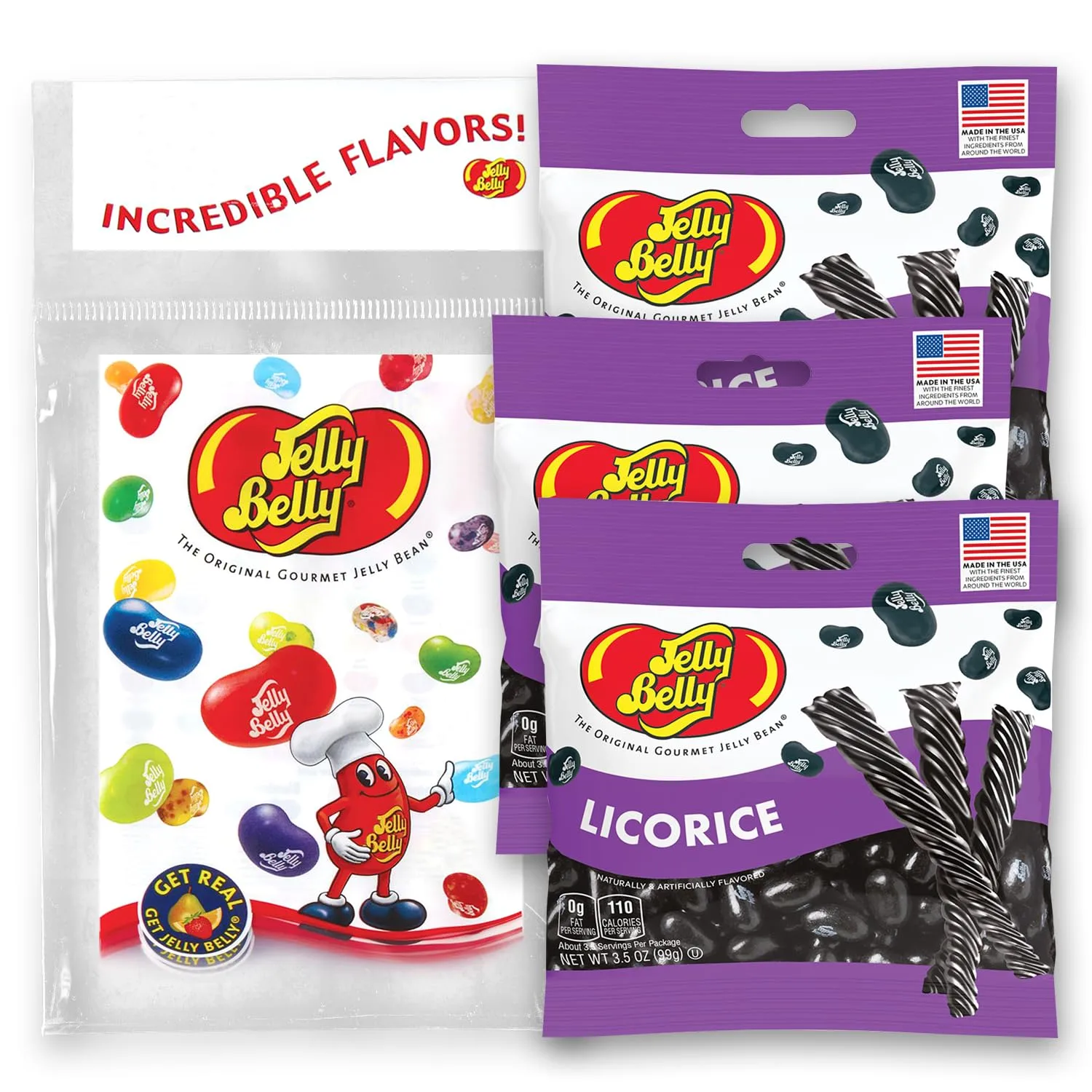 Jelly Belly Jelly Beans Grab & Go Bags - Pack of 3 sold in Jelly Belly Bag (Licorice)