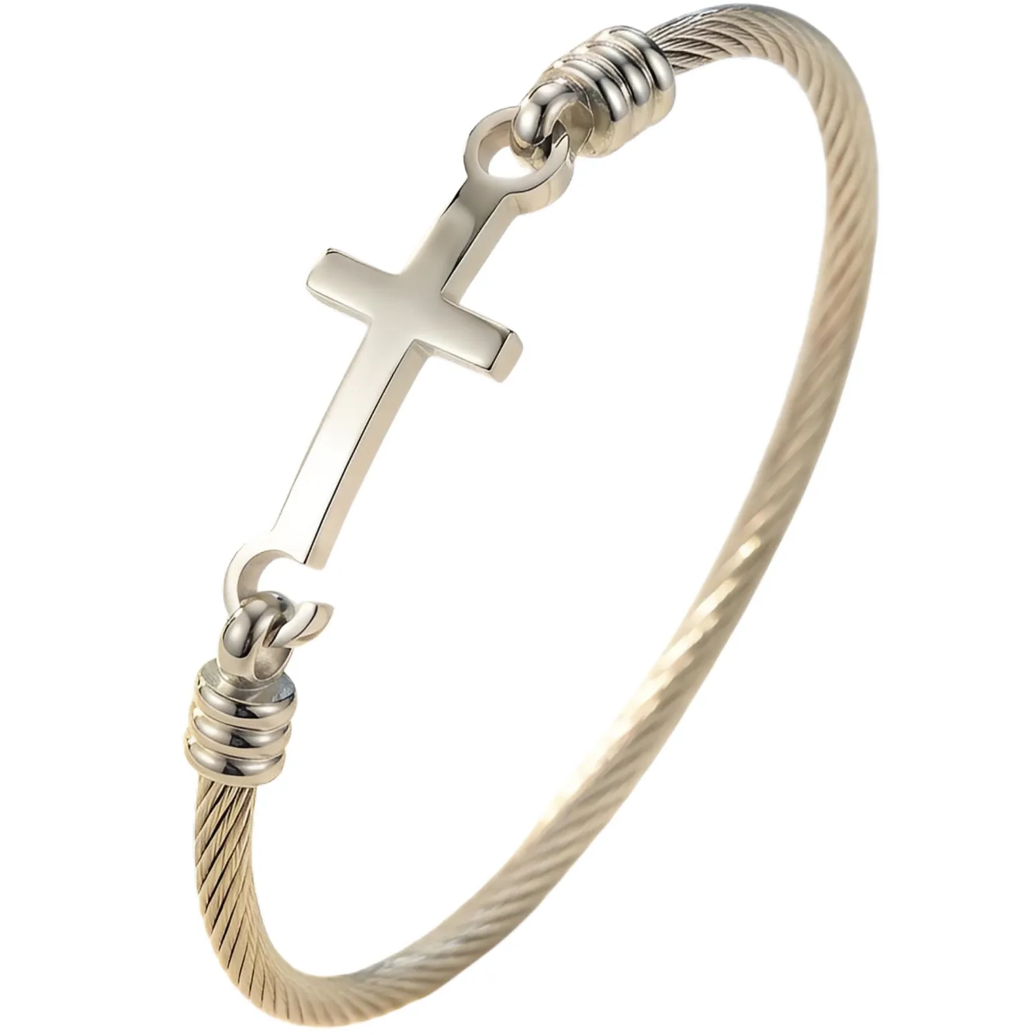 Christian Bracelet for Women, Stainless Steel Cross Bracelet with Faith Card, Inspirational Gifts for Women, Friendship, Birthday, Christmas, or Thanksgiving Gift Box