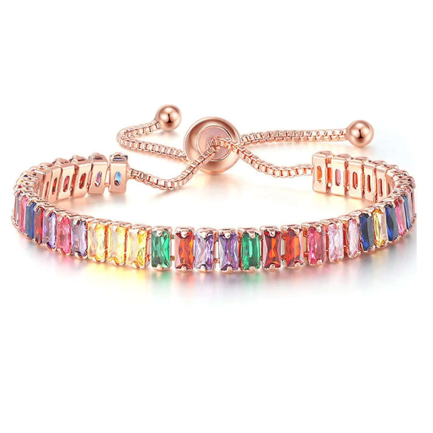 Fashion Charm Tennis Bracelet for Women Crystal Zircon Jewelry Adjustable Gold Silver Color Box Chain Bracelets Gift Attractive