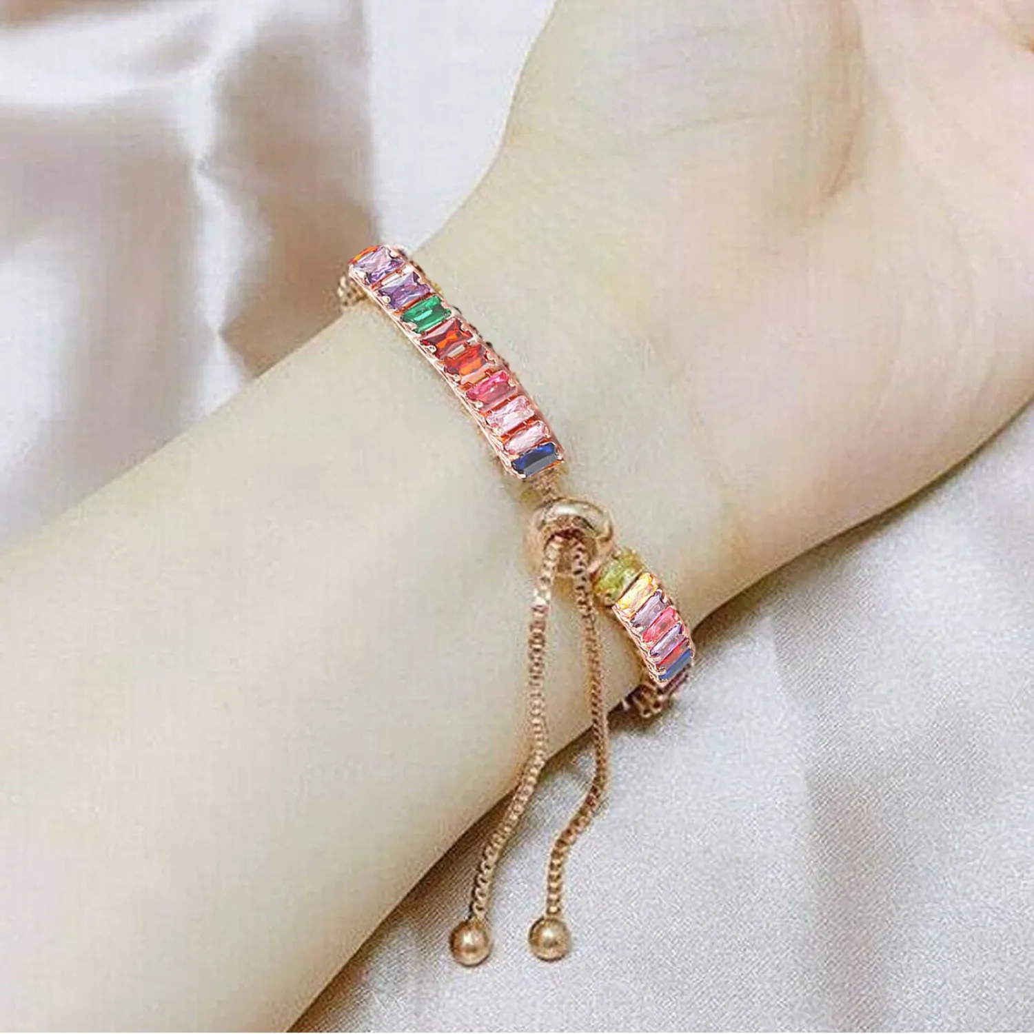 Fashion Charm Tennis Bracelet for Women Crystal Zircon Jewelry Adjustable Gold Silver Color Box Chain Bracelets Gift Attractive