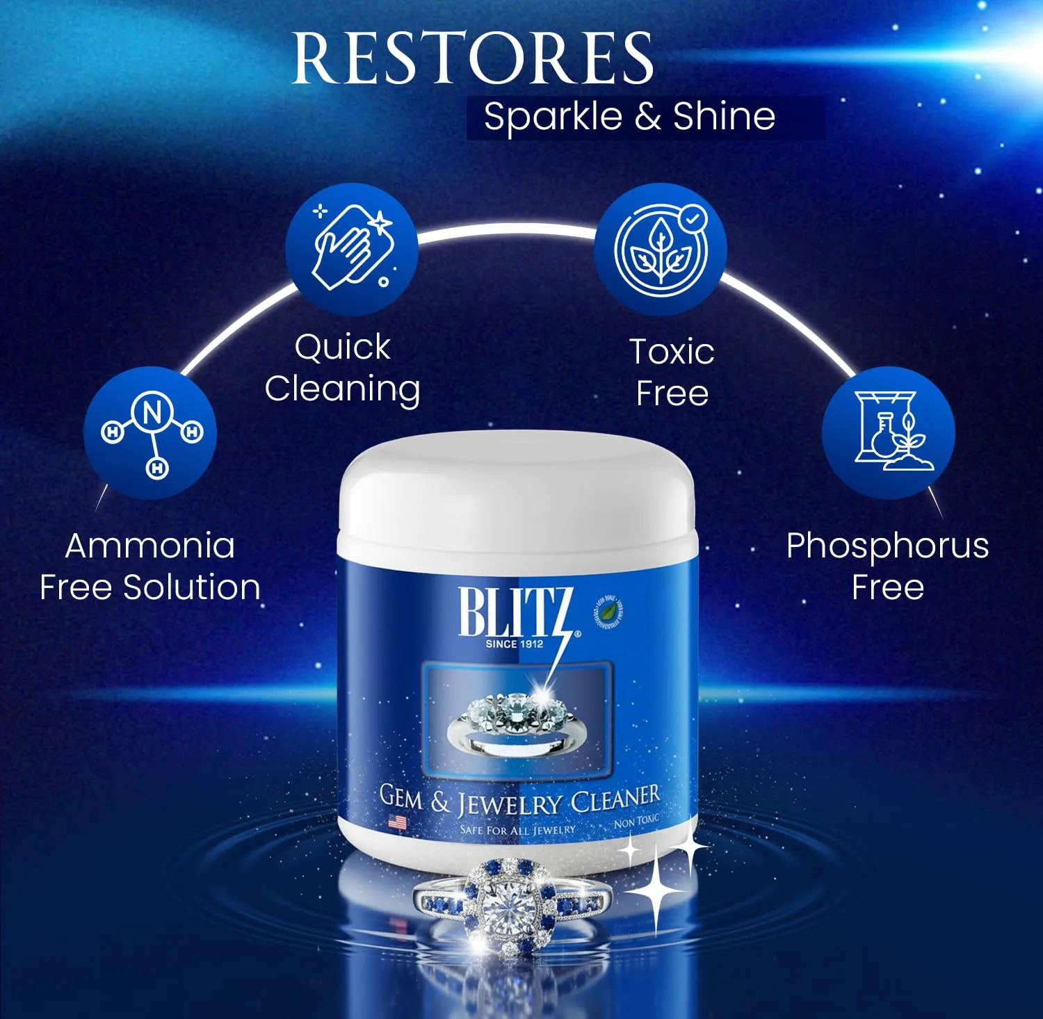 Blitz 692 Jewelry Care Kit with 8 oz Gem & Jewelry Cleaner and Cloth, 1-Pack