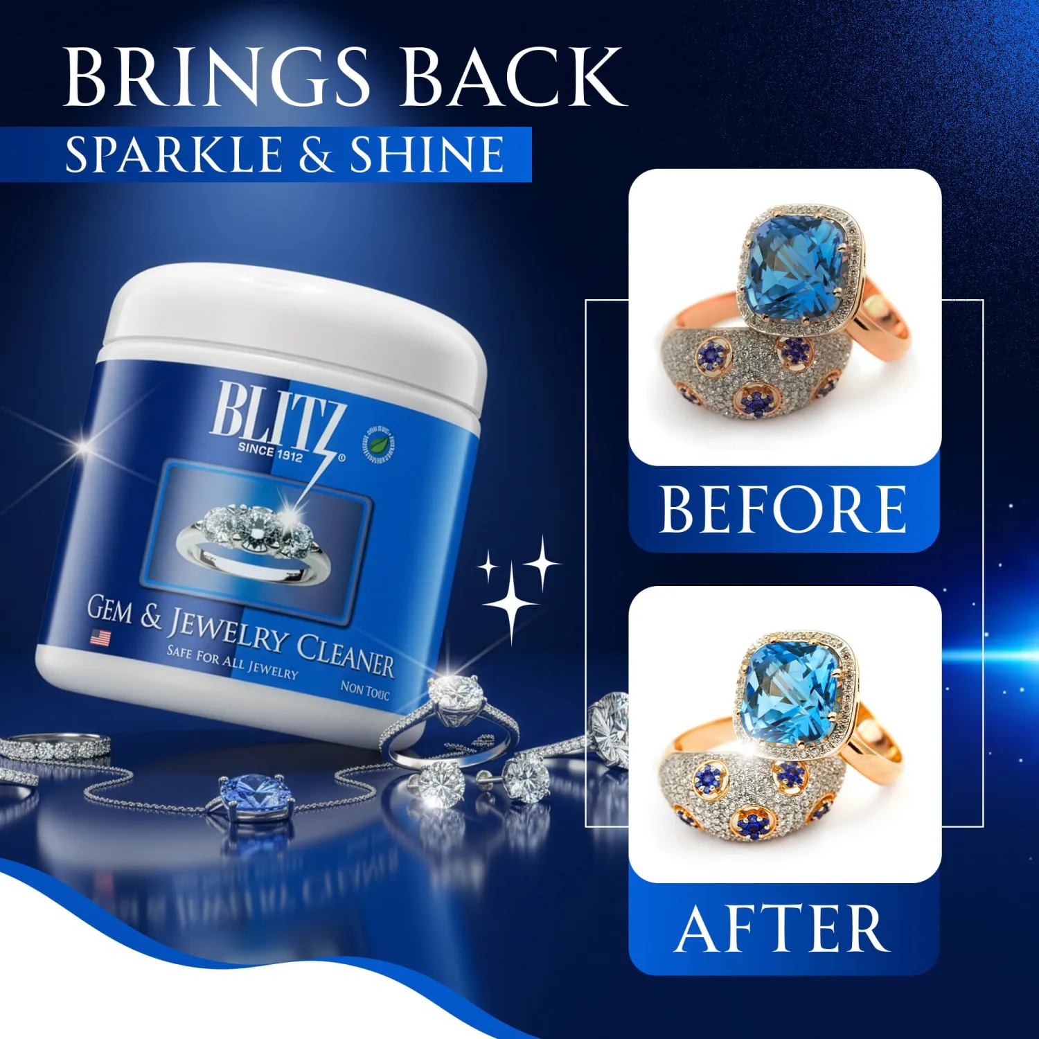 Blitz 692 Jewelry Care Kit with 8 oz Gem & Jewelry Cleaner and Cloth, 1-Pack