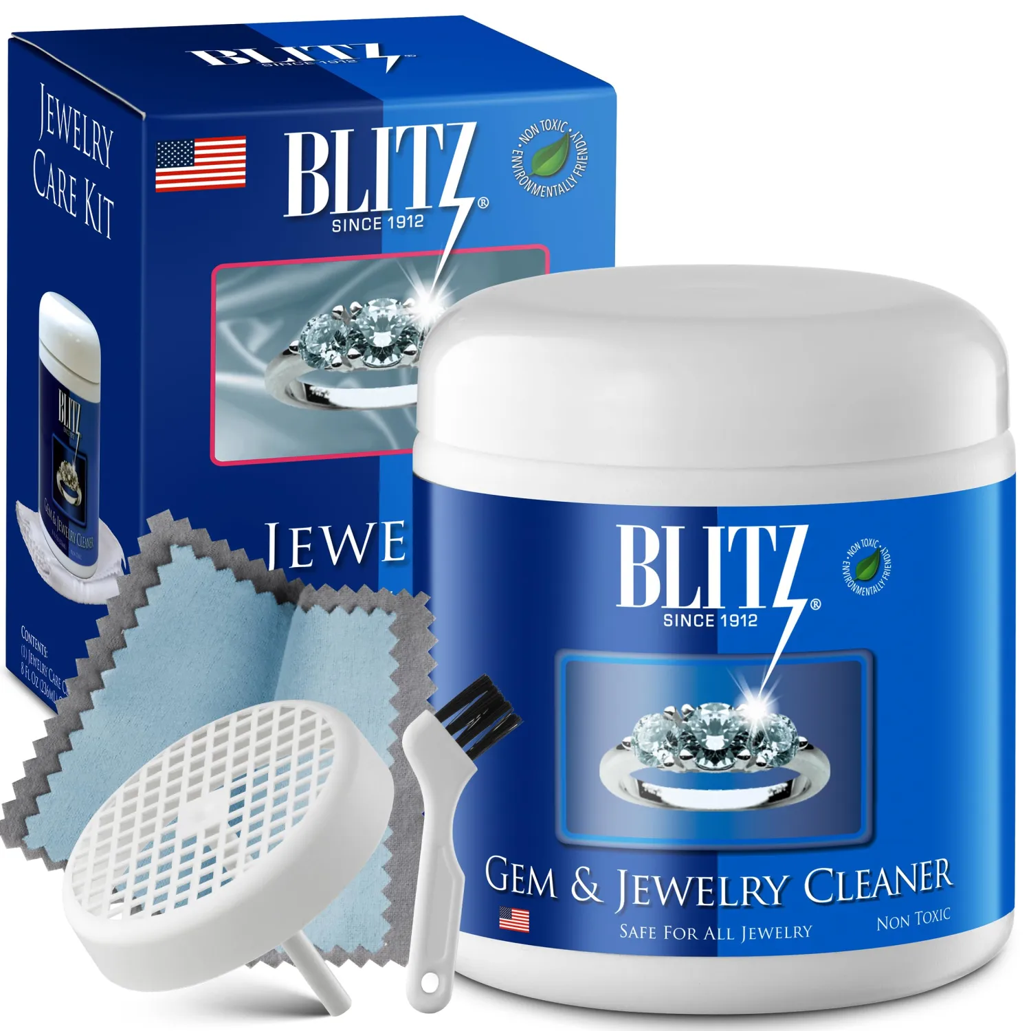 Blitz 692 Jewelry Care Kit with 8 oz Gem & Jewelry Cleaner and Cloth, 1-Pack
