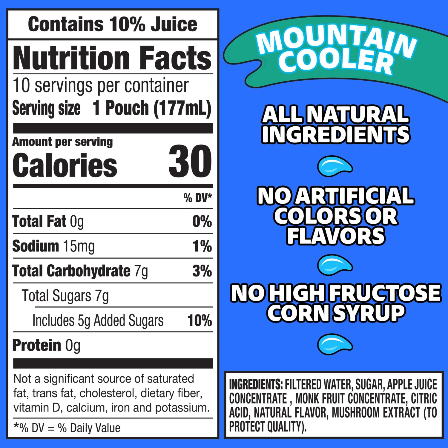 Capri Sun Mountain Cooler Naturally Flavored Fruit Juice Drink, 10 ct Box, 6 fl oz Pouches
