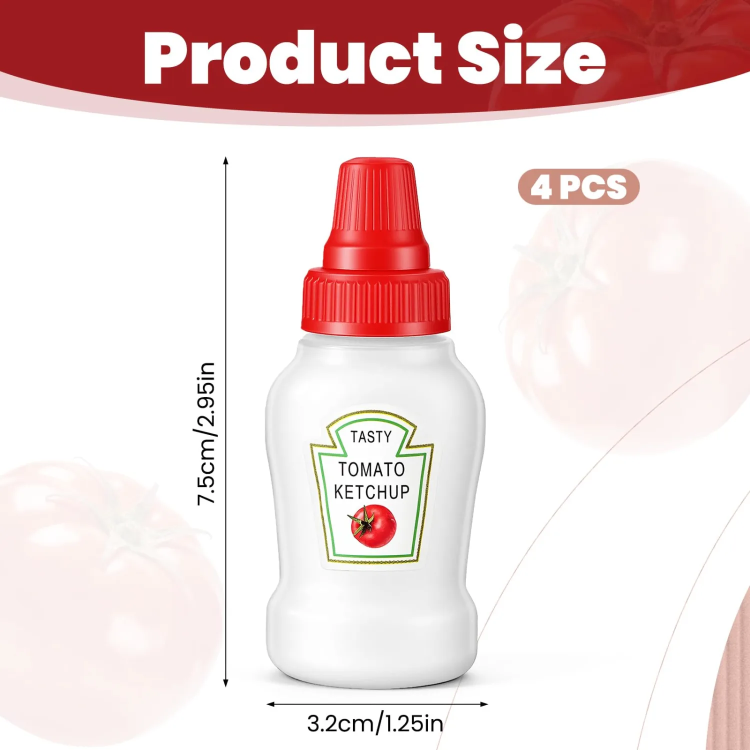 4 Pcs 1 oz Mini Condiment Squeeze Bottles, Mini Ketchup Bottle for Lunch Box Accessories, Salad Dressing Containers, Mini Condiment Squeeze Bottles for Sauces Syrup, Adults Bento Box