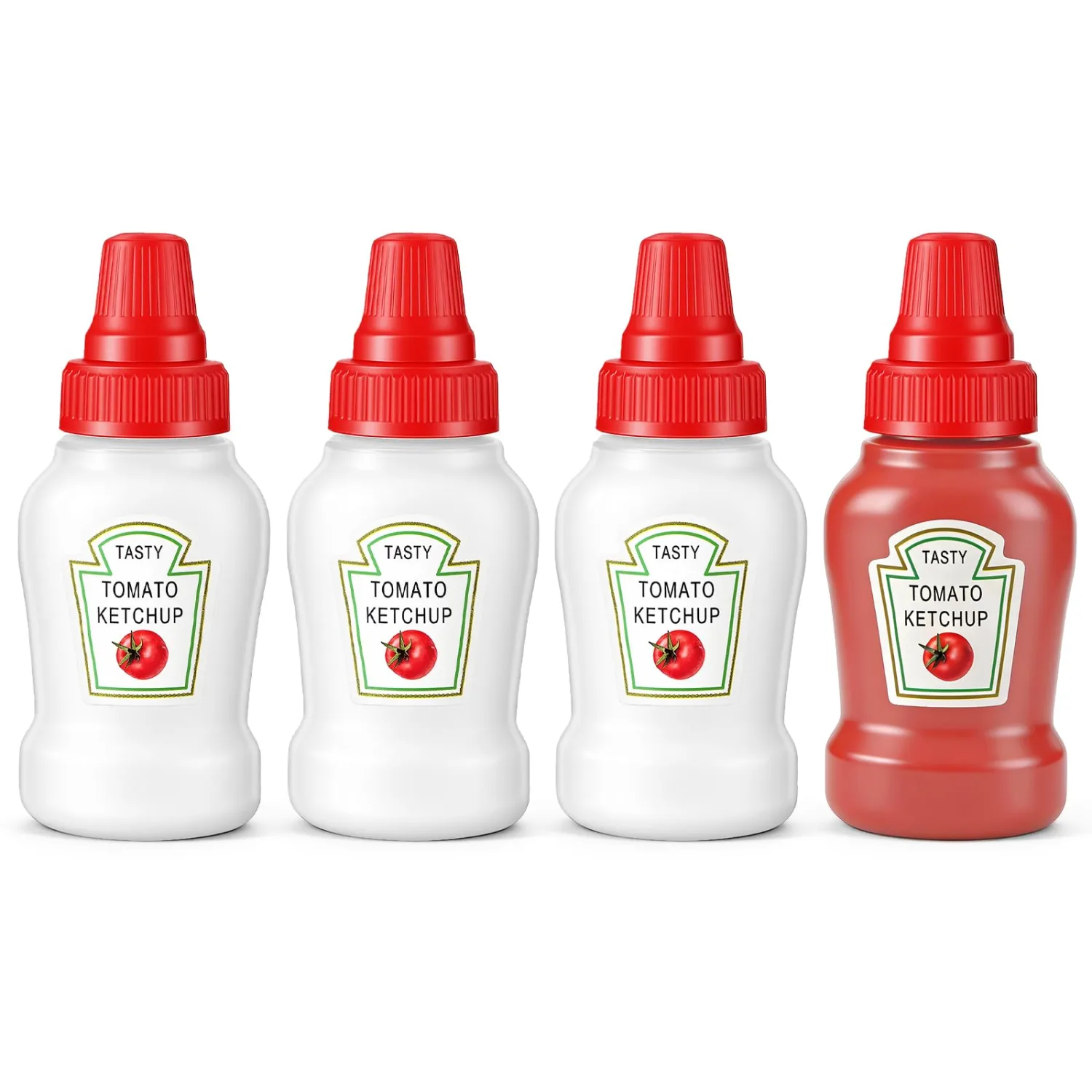 4 Pcs 1 oz Mini Condiment Squeeze Bottles, Mini Ketchup Bottle for Lunch Box Accessories, Salad Dressing Containers, Mini Condiment Squeeze Bottles for Sauces Syrup, Adults Bento Box