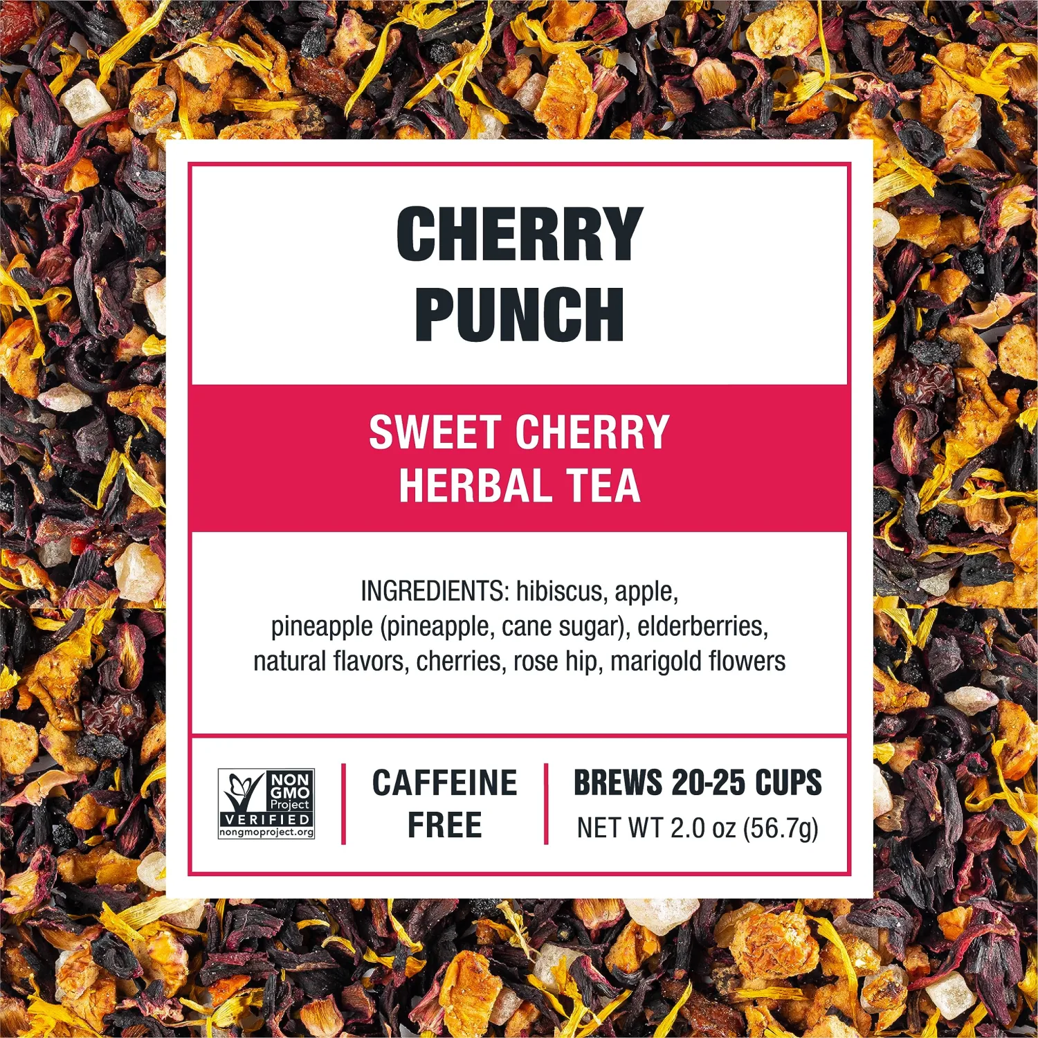 Tiesta Tea - Cherry Punch, Loose Leaf, Sweet Cherry Herbal Tea, Premium Blend, Non-Caffeinated, Makes Hot or Iced & Brews Up to 25 Cups, 2oz Resealable Pouch