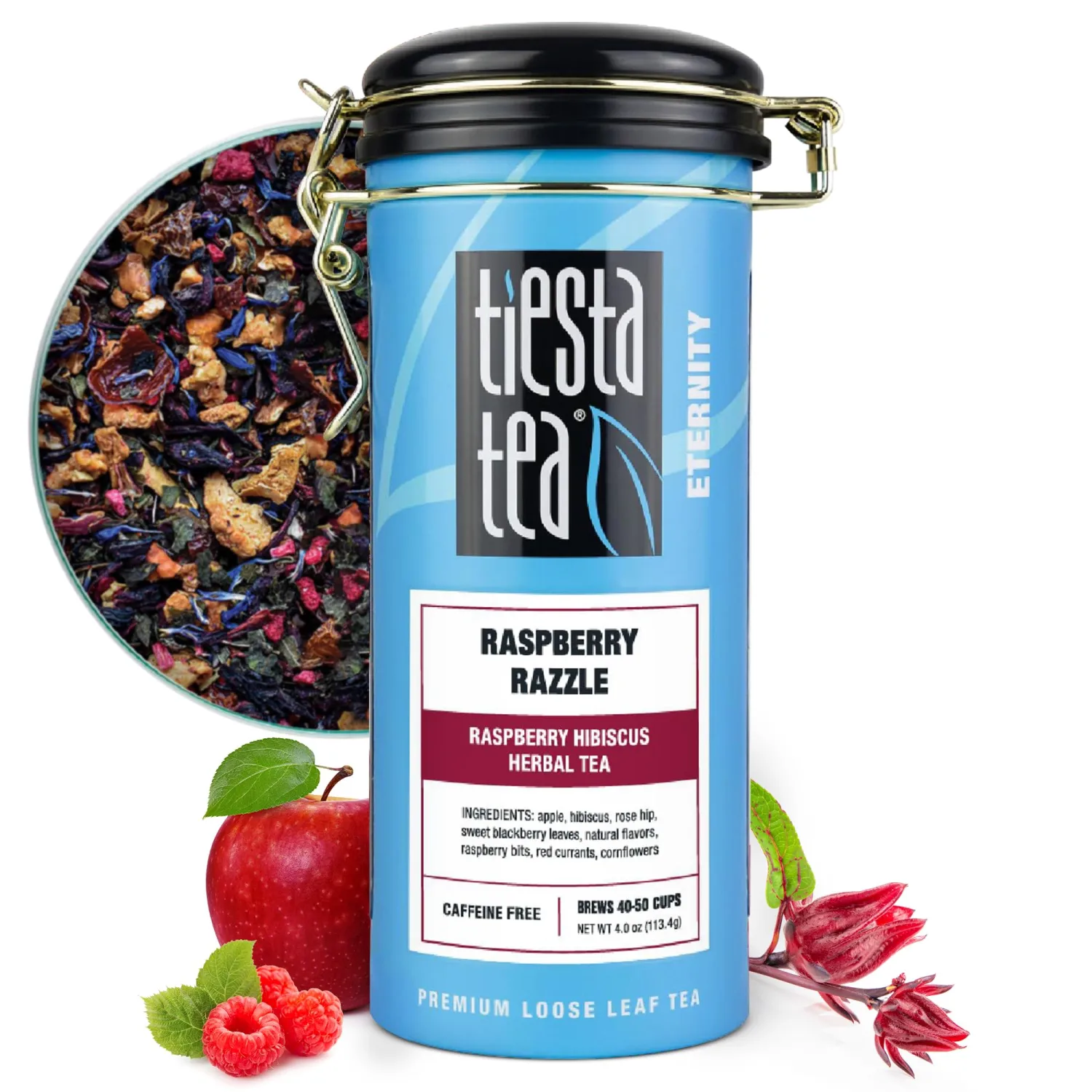 Tiesta Tea - Raspberry Razzle Tea, Loose Leaf, Raspberry Hibiscus Herbal Tea, Premium Caffeine-Free Tea Blend, Make Hot or Iced & Up to 50 Cups, 4 oz Refillable Tin
