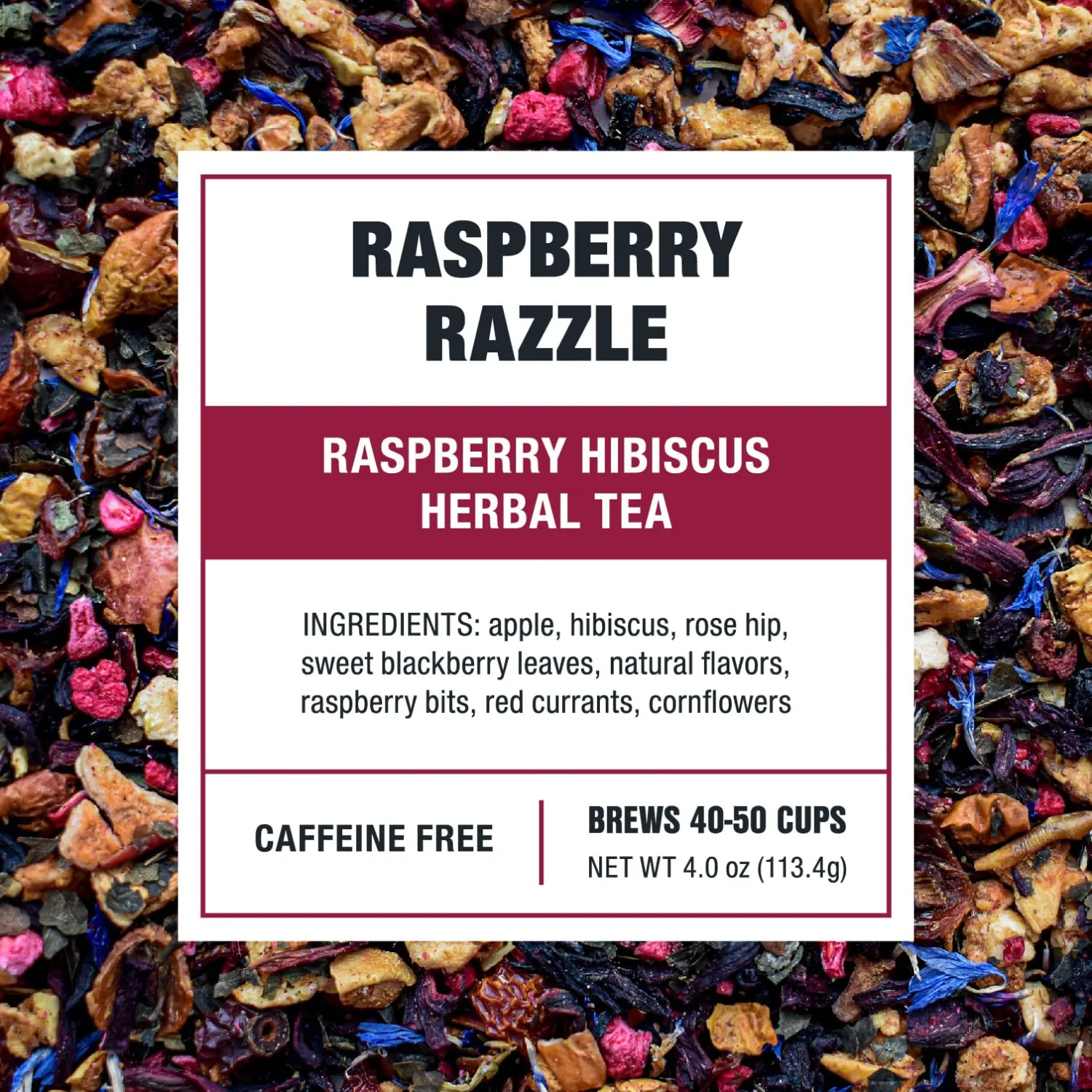 Tiesta Tea - Raspberry Razzle Tea, Loose Leaf, Raspberry Hibiscus Herbal Tea, Premium Caffeine-Free Tea Blend, Make Hot or Iced & Up to 50 Cups, 4 oz Refillable Tin