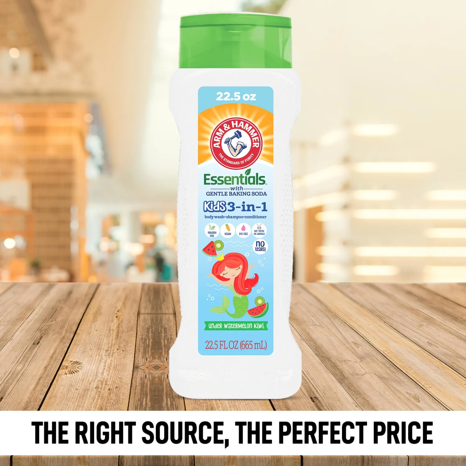 Arm & Hammer Essentials 3-in-1 Kids Watermelon Kiwi Shampoo, Conditioner and Non-Toxic Body Wash - 22.5oz