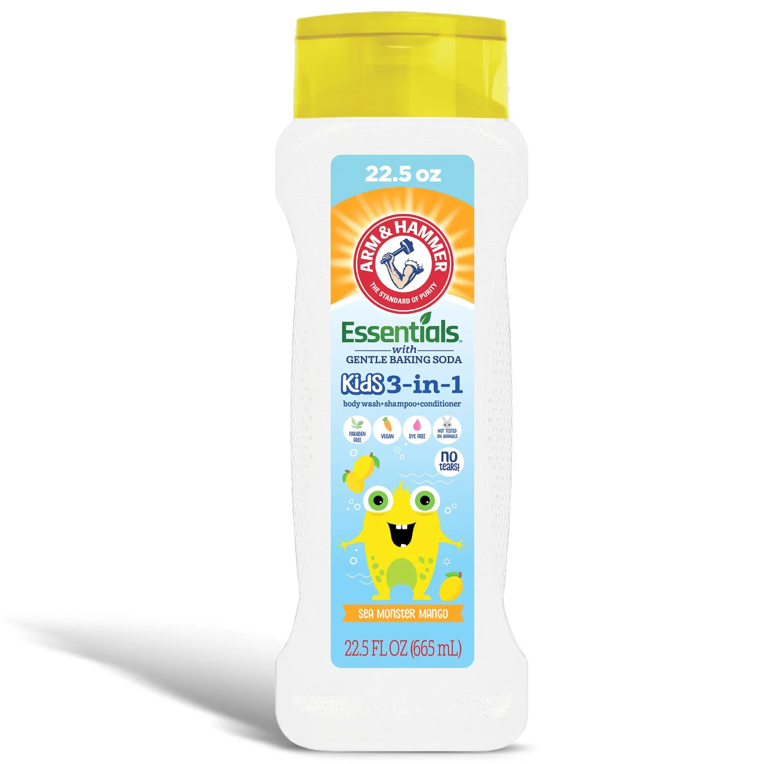 Arm & Hammer Essentials Kids Body Wash - 3-in-1 Sea Monster Mango 22.5oz - Non Toxic Kids Shampoo and Body Wash And Conditioner
