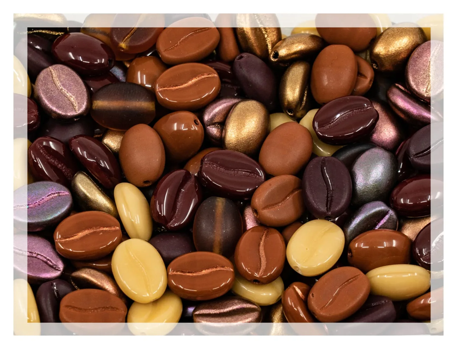 80+ Glass Coffee Bean Beads (1.8oz=50g) Czech Republic, 0.43 inch (11mm) Mix for Jewelry Making Decorations