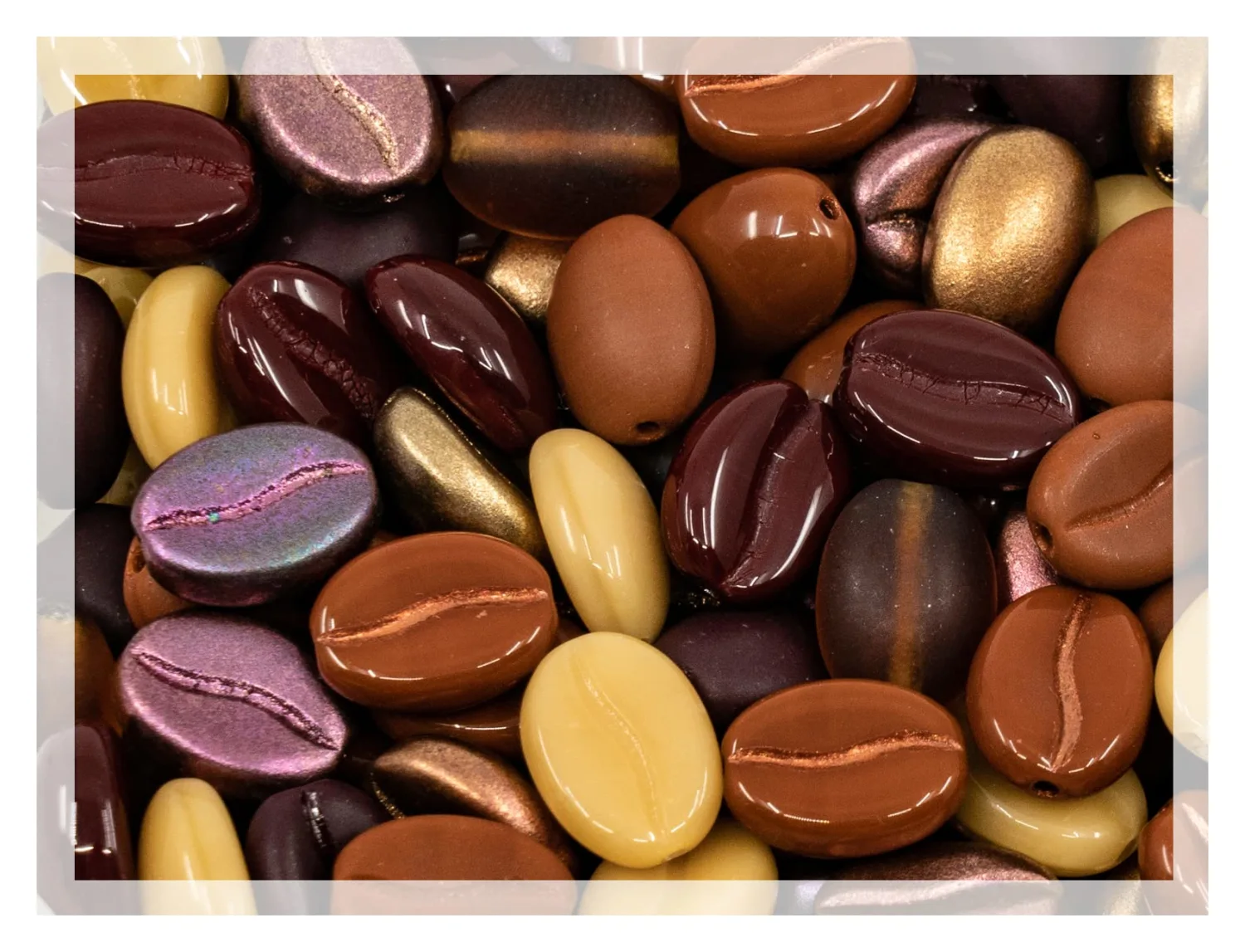 80+ Glass Coffee Bean Beads (1.8oz=50g) Czech Republic, 0.43 inch (11mm) Mix for Jewelry Making Decorations