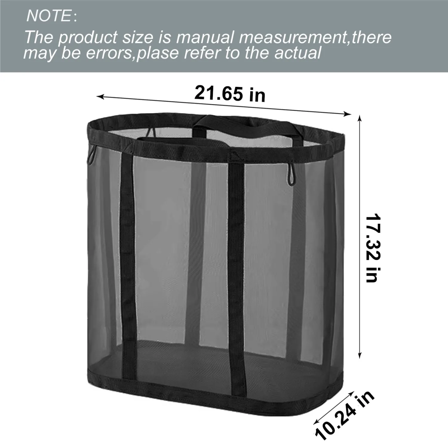 Mesh Bag with Handles, Collapsible Laundry Basket, Foldable Laundry Bag, Breathable Folding Beach Bag,Space-saving Travel Tote Bags (1, Black)