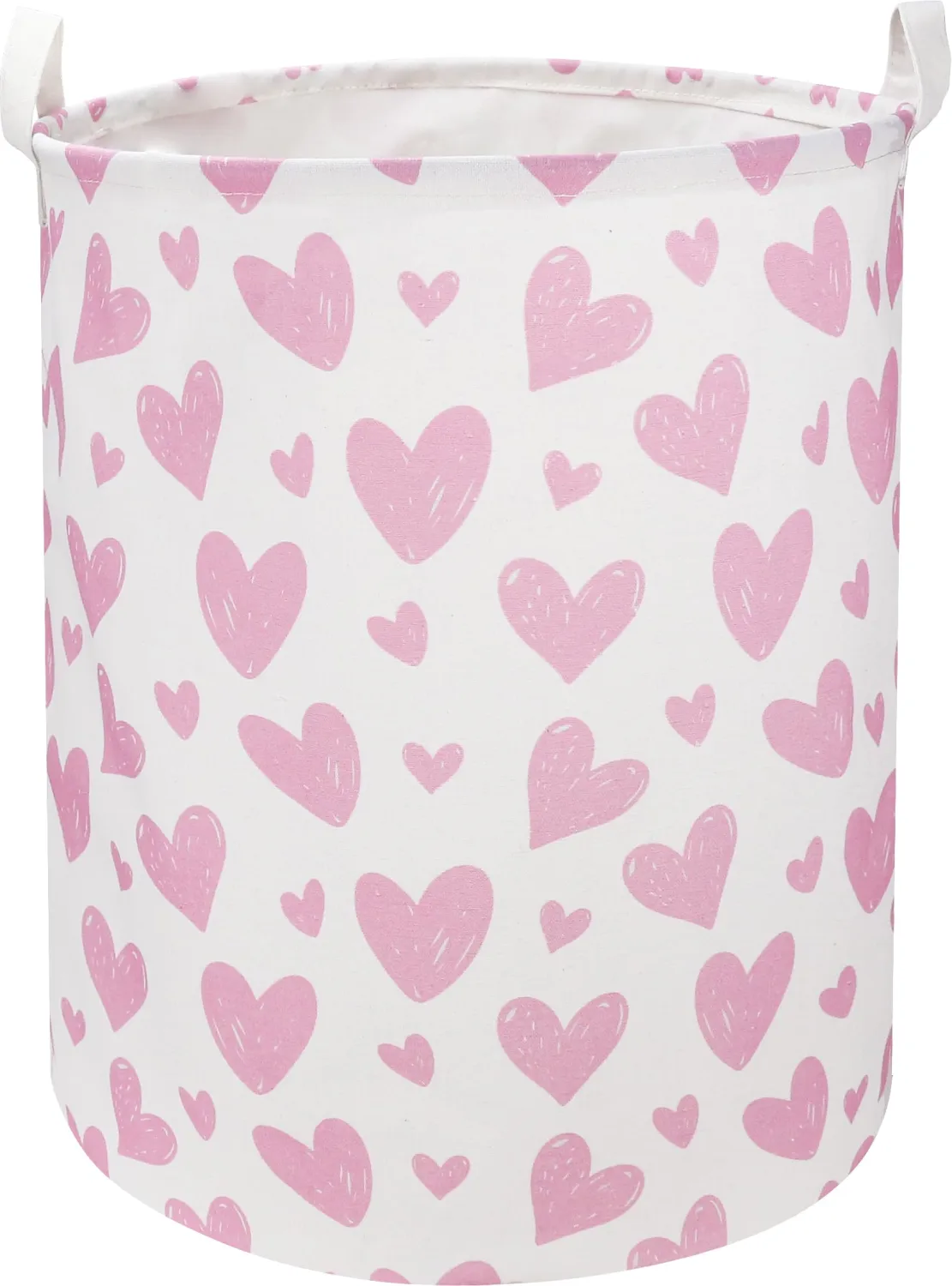 Pink Heart Laundry Hamper, Laundry Basket, Girls Nursery Hamper,Waterproof Storage Bin for Bedroom,Clothes Organizer Basket, Room Decor(Pink Heart)