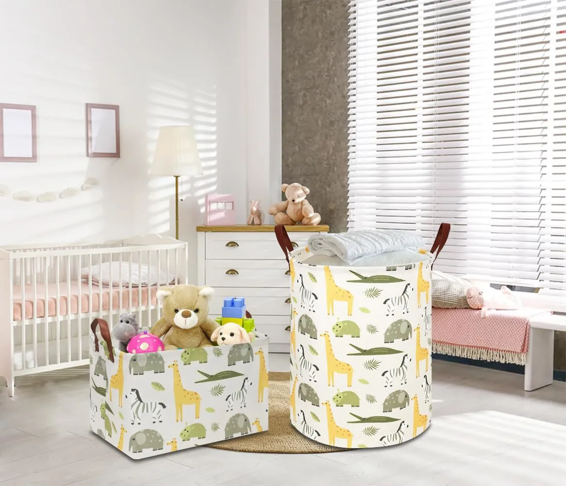 Kids Laundry Hamper,Green Laundry Basket,Baby Nursery Hamper,Waterproof Storage Bin,Clothes Organizer Basket,Room Decor(Green Animal)