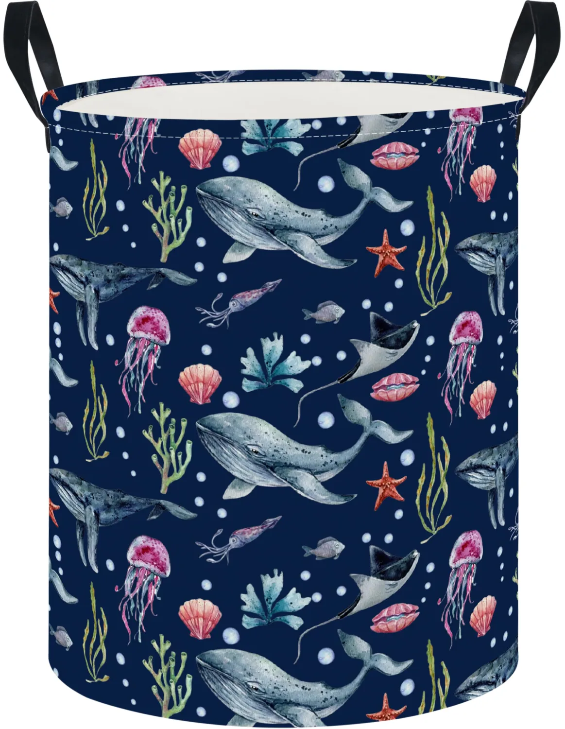 Laundry Hamper, Laundry Basket, Nursery Hamper, Waterproof Storage Bin, Clothes Organizer Basket, Room Decor(Watercolor Ocean)