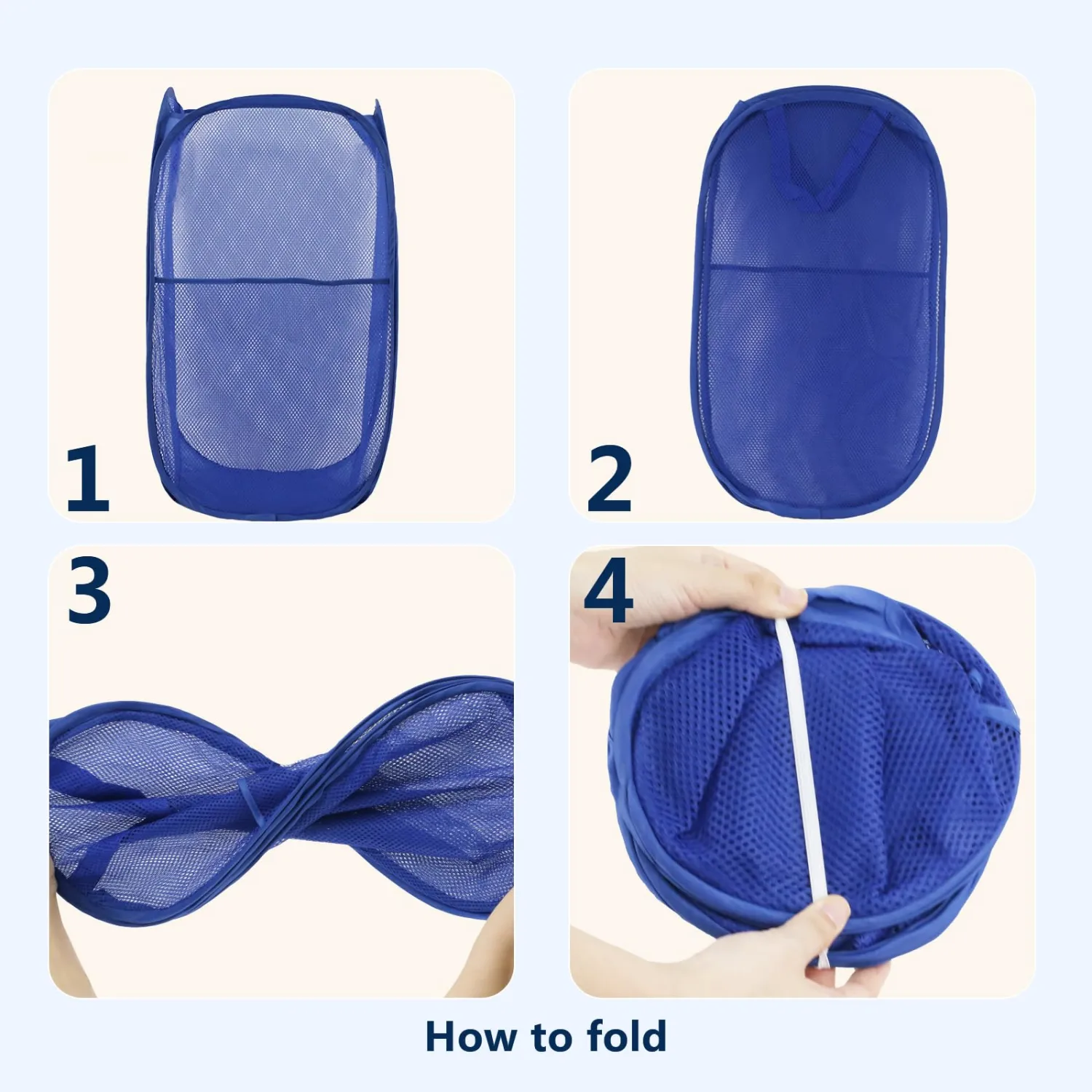 Pop Up Laundry Hamper, Mesh Laundry Basket Collapsible, Foldable Hamper for Travel and Storage (Blue)