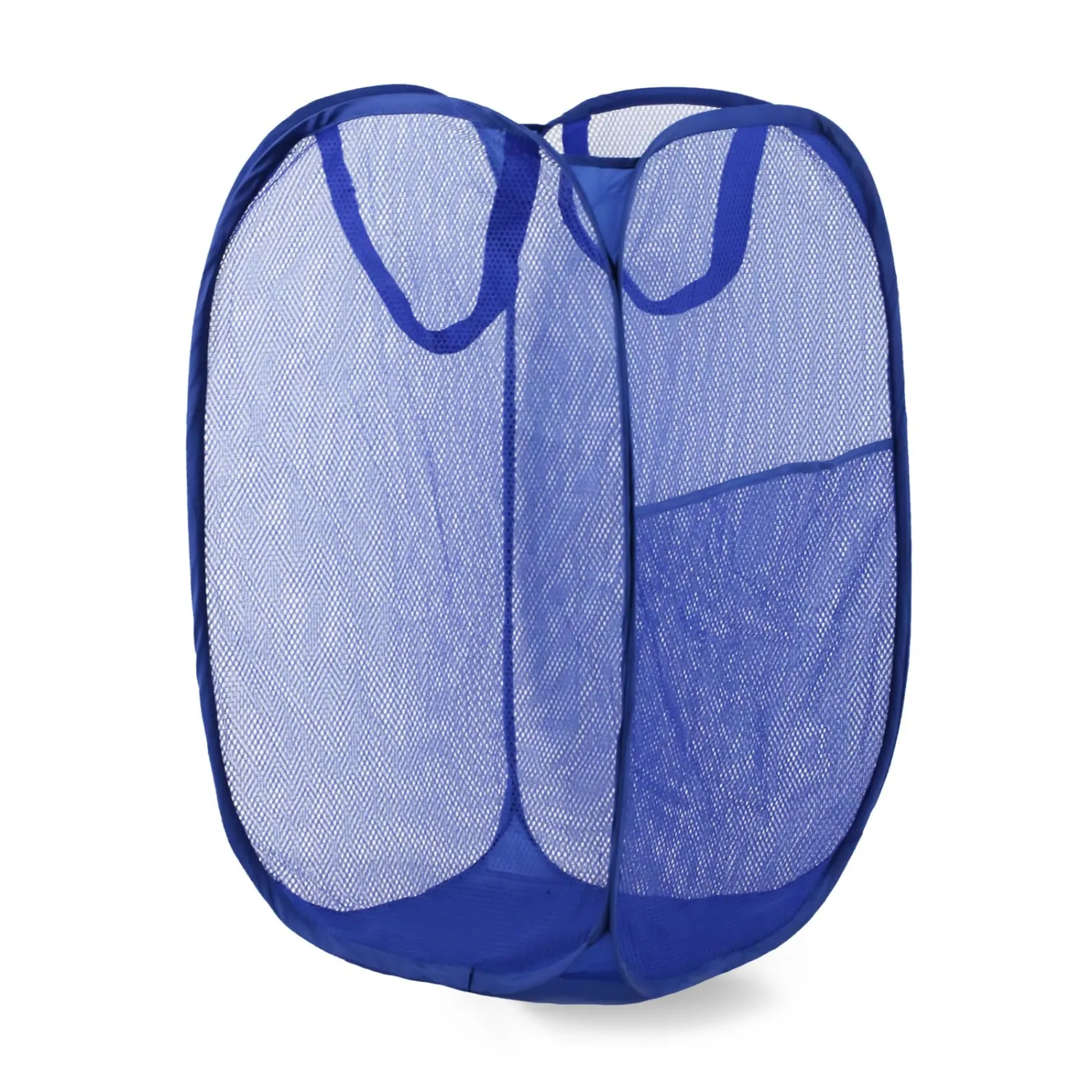 Pop Up Laundry Hamper, Mesh Laundry Basket Collapsible, Foldable Hamper for Travel and Storage (Blue)
