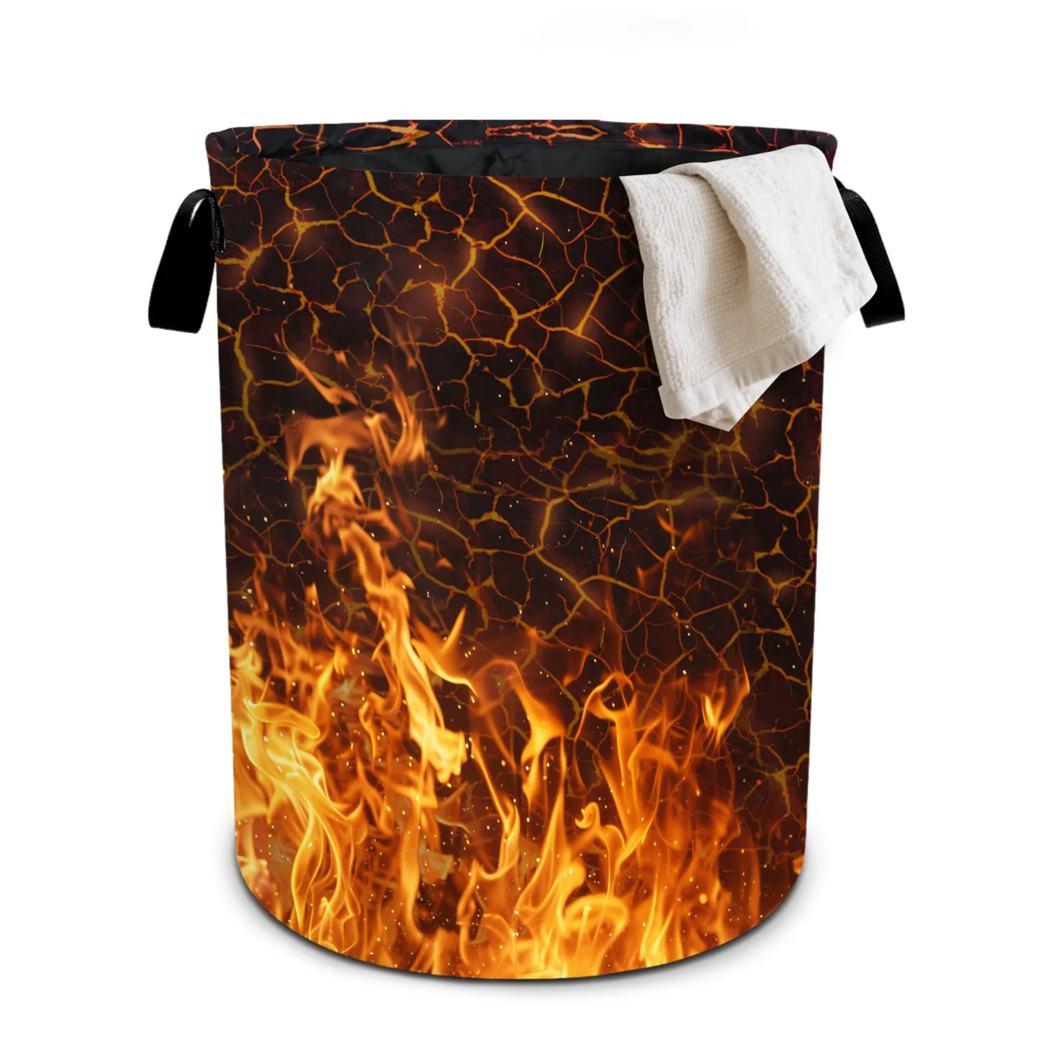 Fire Flames Laundry Basket Laundry Hamper With Handles Collapsible Laundry Baskets Storage Basket For Room Bathroom Bedroom Decor