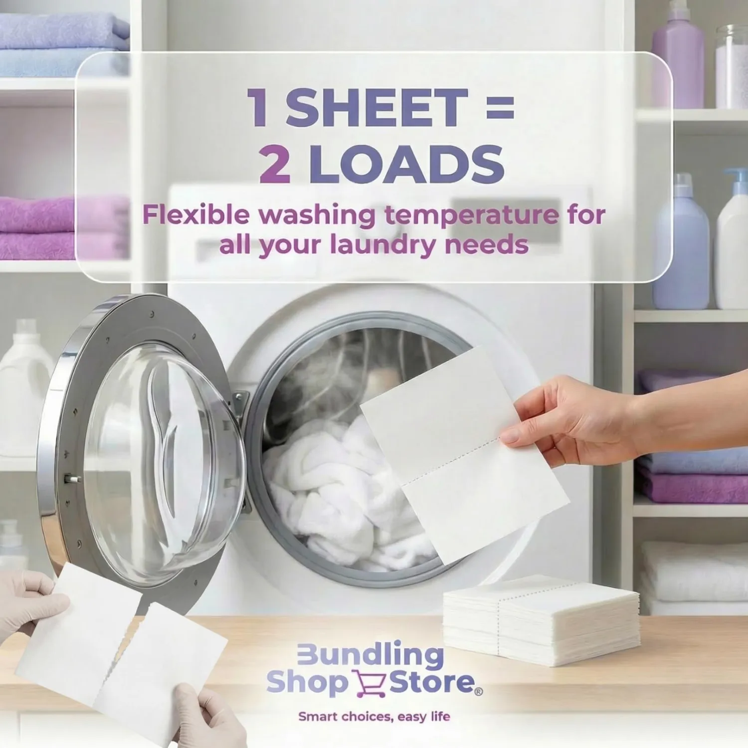 Fabric Sheets for White Clothes - Whitening Laundry (10 Pack) – Anti-Yellowing Treatment & Heavy Duty Stain Remover – Bleach-Free White Reviver for Brighter - Crisper Linens - 10 SHEETS = 20 LOADS