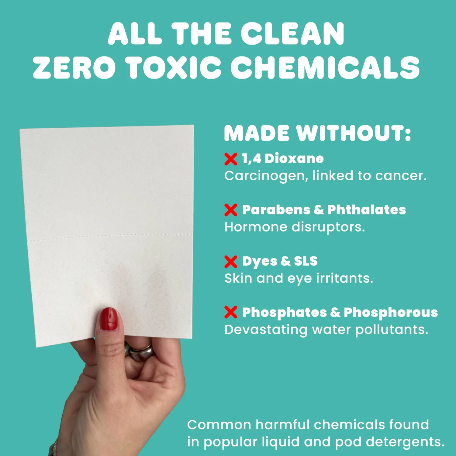 Wash'd Laundry Detergent Sheets - 40 Loads - Non Toxic Stain Fighting Enzymes - Plastic Free Travel Friendly Drawer Box - Sea Breeze