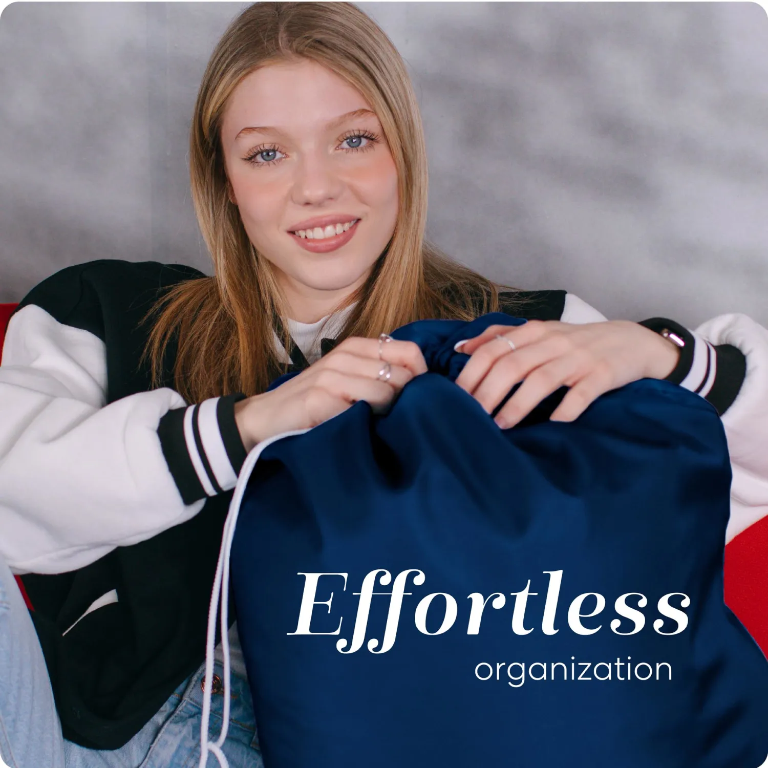 Handy Laundry Nylon XL - Large Capacity with Locking Drawstring, Machine Washable, Fits Laundry Baskets or Hampers, Holds 3 Loads of Clothes - Navy Blue (Pack of 2)