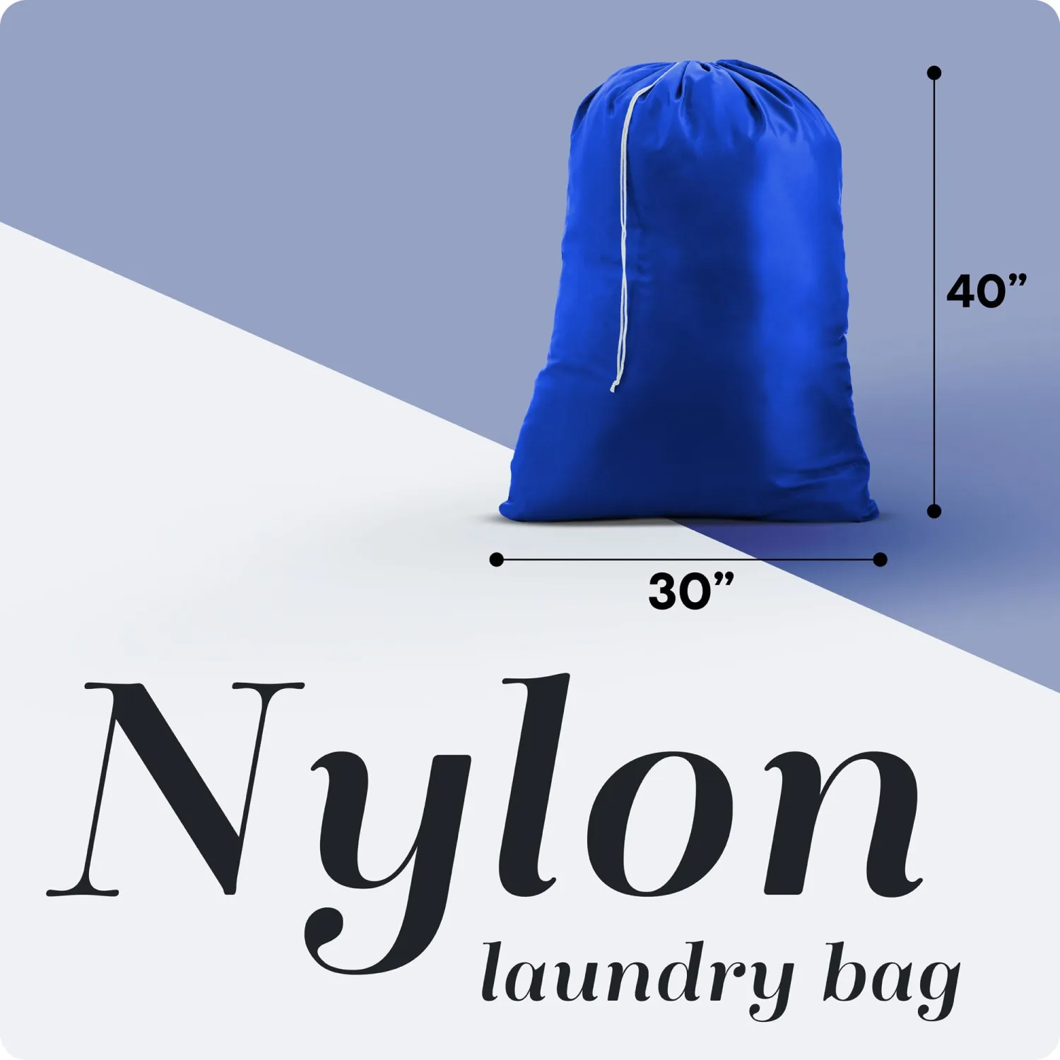 Handy Laundry Extra Large Heavy Duty Laundry Bag – 30" x 40" Durable Nylon, Locking Drawstring Closure, Machine Washable, Fits Laundry Basket, Travel & Dorm Dirty Clothes Organizer, Royal Blue
