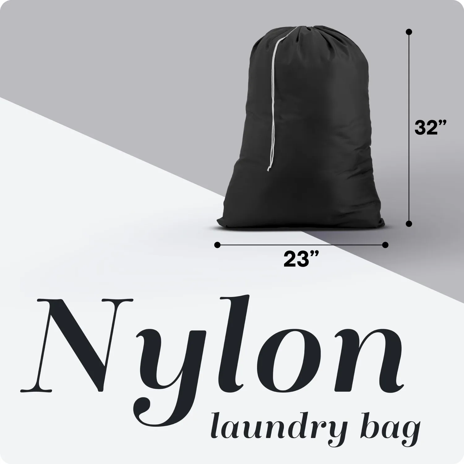Handy Laundry Laundry Bag – Heavy Duty Nylon, Large Capacity, Locking Drawstring Closure, Machine Washable, Fits Laundry Basket, Travel, Dorm, Camp, Black, 22 x 32 Inches