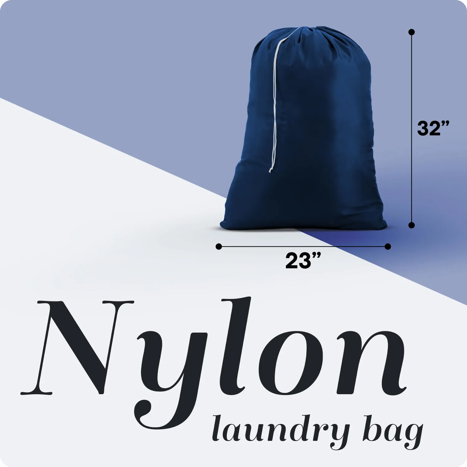 Handy Laundry Heavy Duty Nylon Laundry Bag, 22 x 32 Inch, Durable Drawstring Closure, Machine Washable, Hamper Liner or Storage Bag, Navy Blue