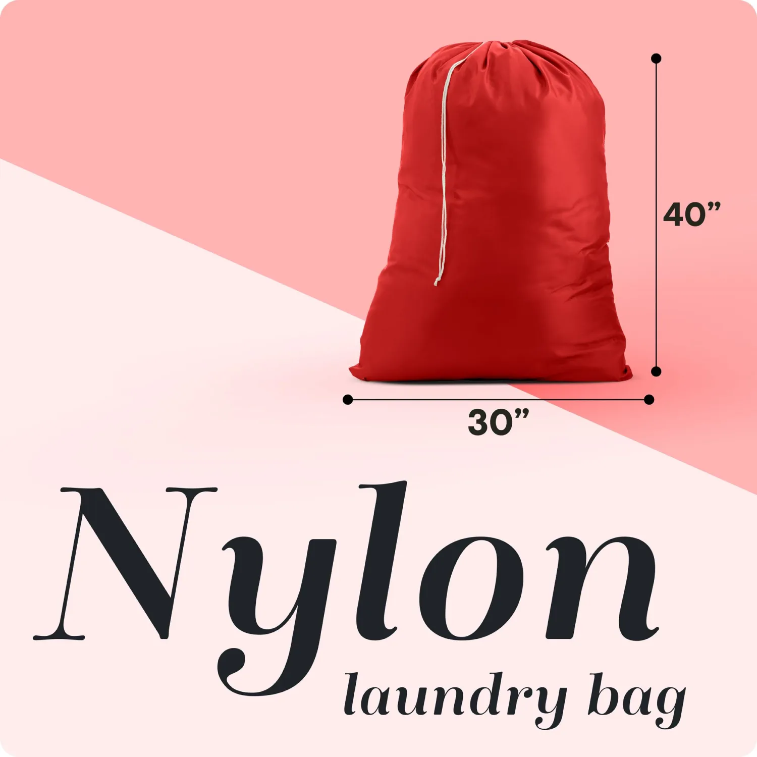 Handy Laundry Extra Large Heavy Duty Laundry Bag – Durable Nylon, Locking Drawstring, Machine Washable, Fits Hamper or Basket, Travel & Dorm Essentials, Holds Up to 3 Loads (Red)