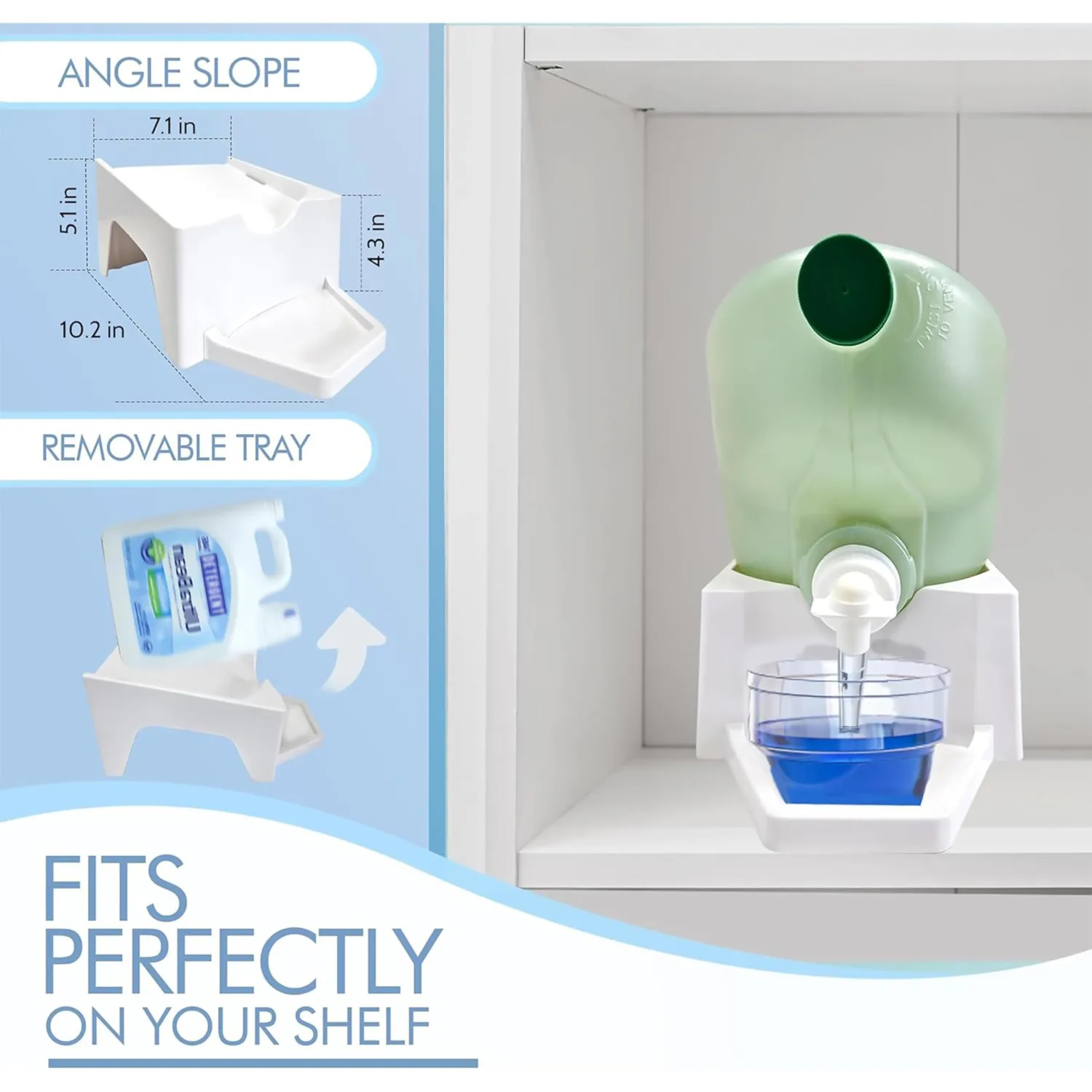 TidyFriend 3 Pack Laundry Detergent Dispenser with Tray, Laundry Soap Dispenser with Non-Slip Rubber Feet for Washing Room Organization, Easy Pour (White)