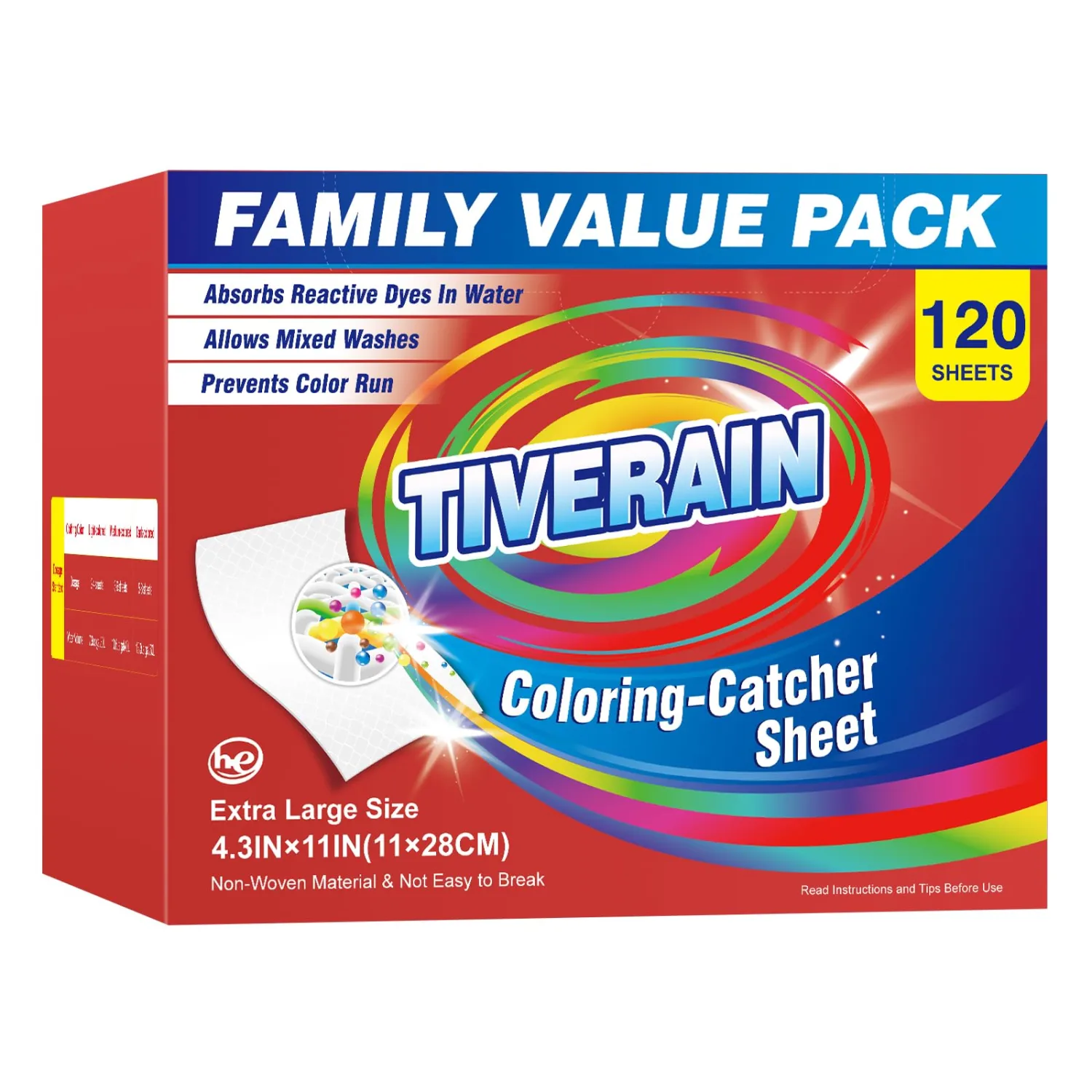 120pcs Laundry Color Catcher Sheets,Color Grabbers Dye Grabbing Sheets,Allow Mixed Washes and Prevents Color Runs,Fragrance Free Color Absorber Sheets for Washer No Fluorescent Agent