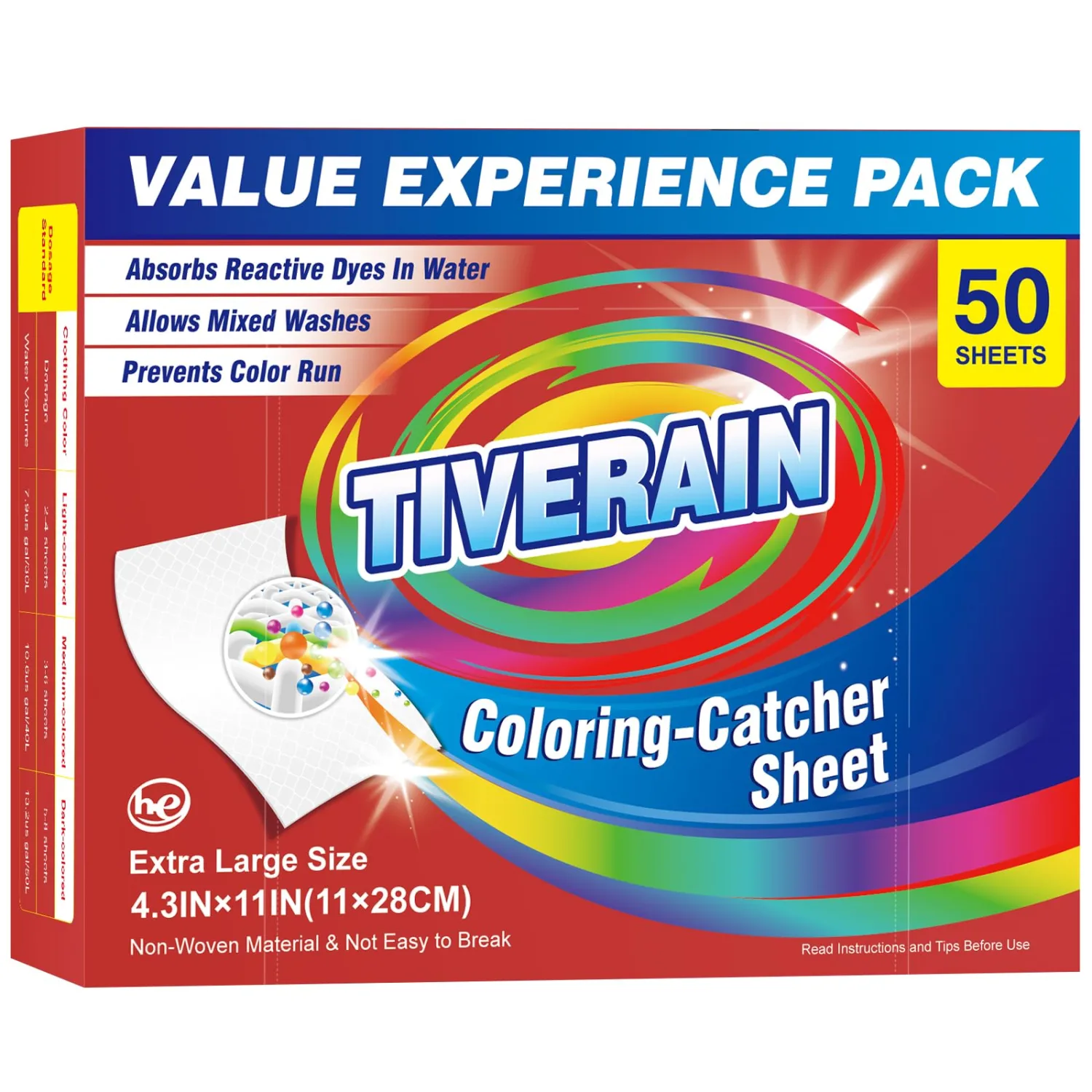 50pcs Laundry Color Catcher Sheets,Color Grabbers Dye Grabbing Sheets,Allow Mixed Washes and Prevents Color Runs,Fragrance Free Color Absorber Sheets for Washer No Fluorescent Agent