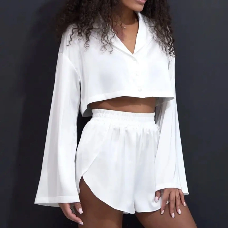 Casual Women's Loungewear Set Loose-Fitting With Lapel Collar