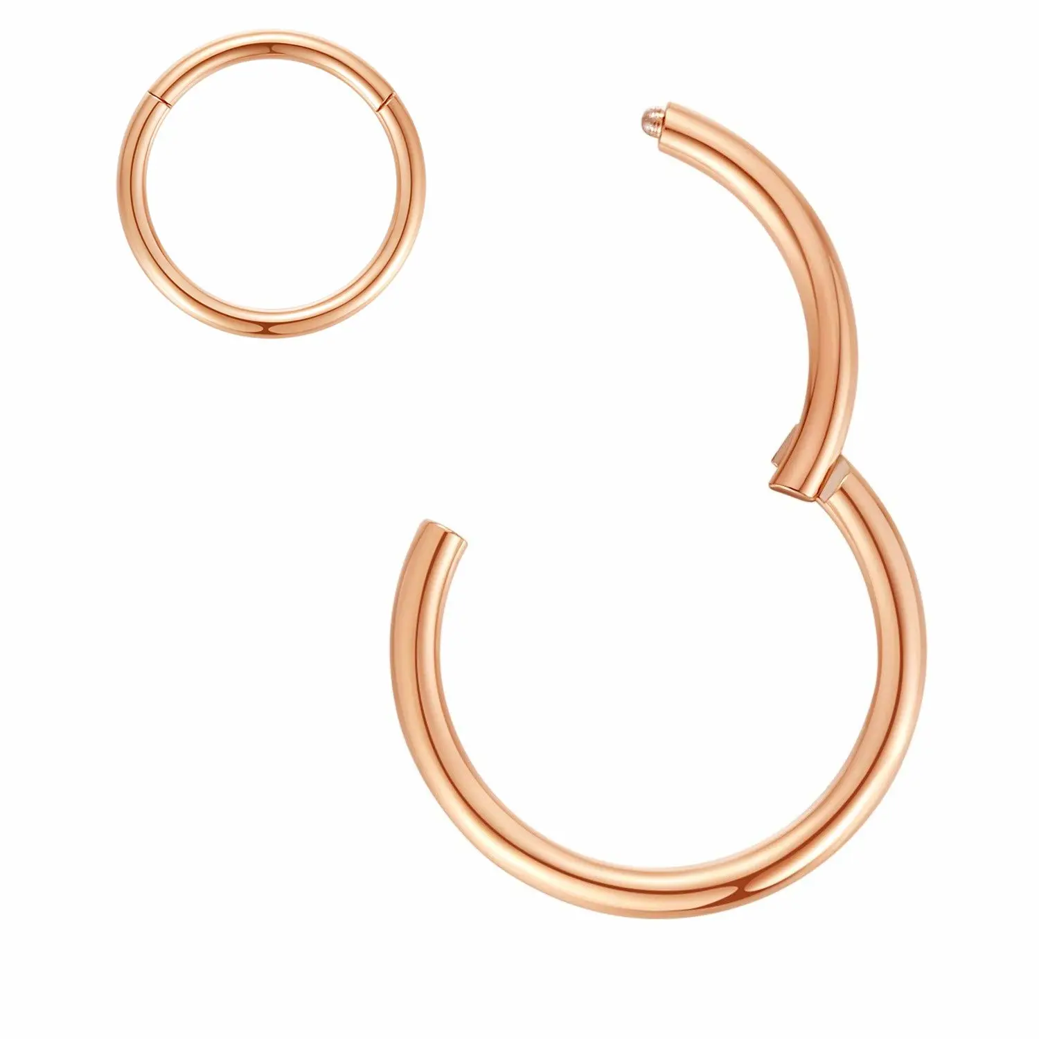 ORANGELOVE Hypoallergenic Nose Rings 20G 18G 16G 14G 12G 10G 8G 316l Surgical Steel Septum Jewelry Hinged Segment Ring Body Piercing Nose Hoop Lip Rings Nose Helix Cartilage Rook Earrings