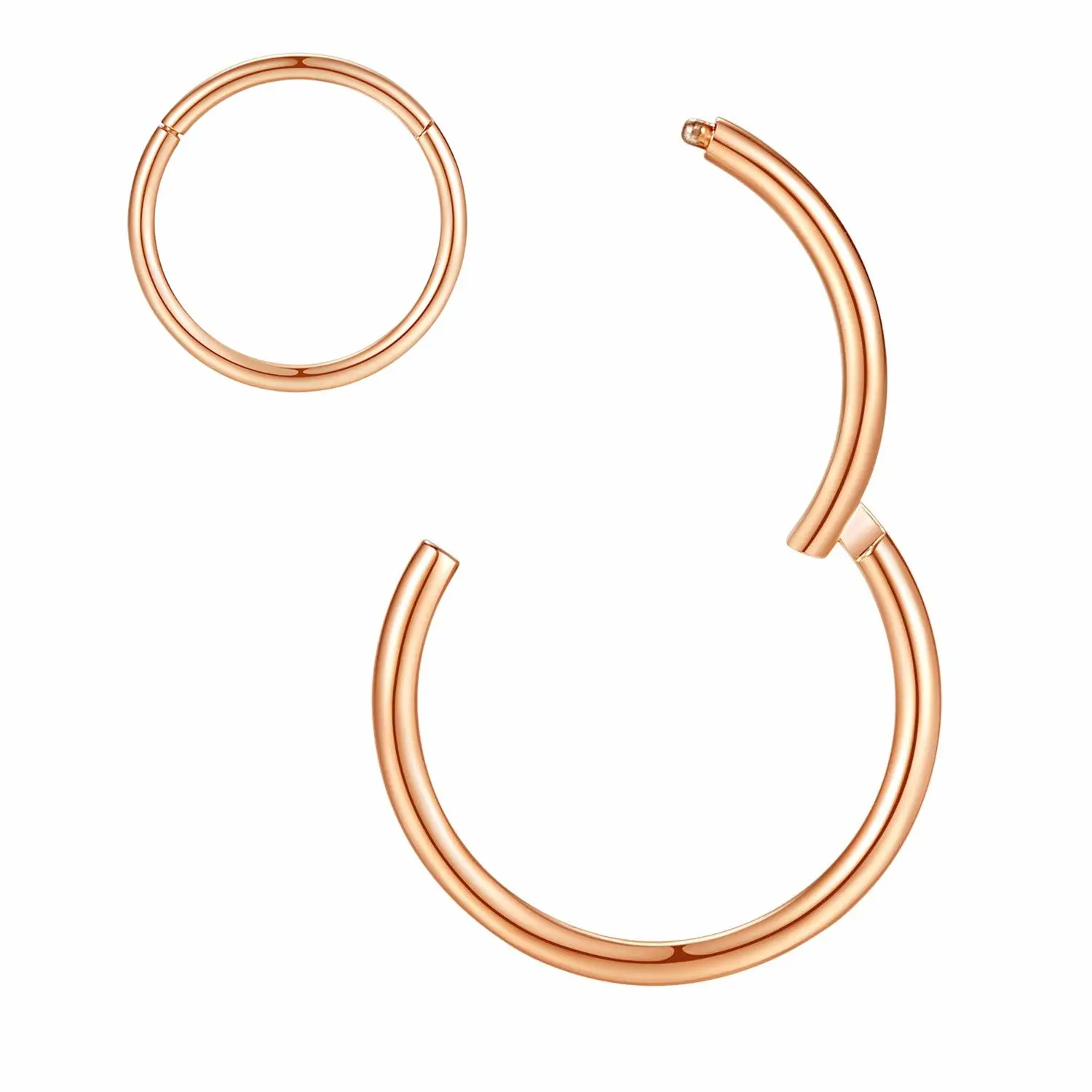 ORANGELOVE Hypoallergenic Nose Rings 20G 18G 16G 14G 12G 10G 8G 316l Surgical Steel Septum Jewelry Hinged Segment Ring Body Piercing Nose Hoop Lip Rings Nose Helix Cartilage Rook Earrings